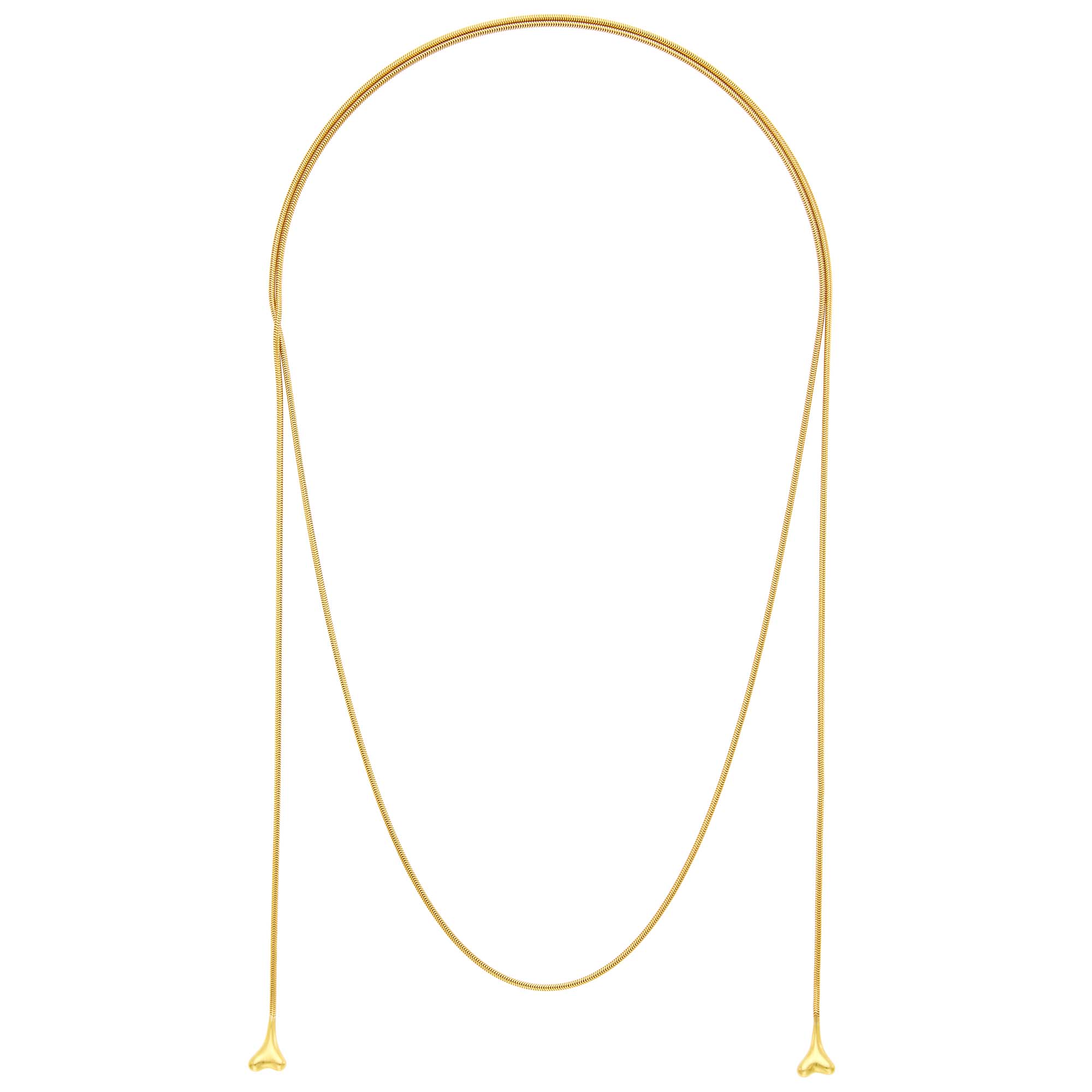 Lot image - Tiffany & Co. Long Gold Bone Lariat Snake Chain Necklace