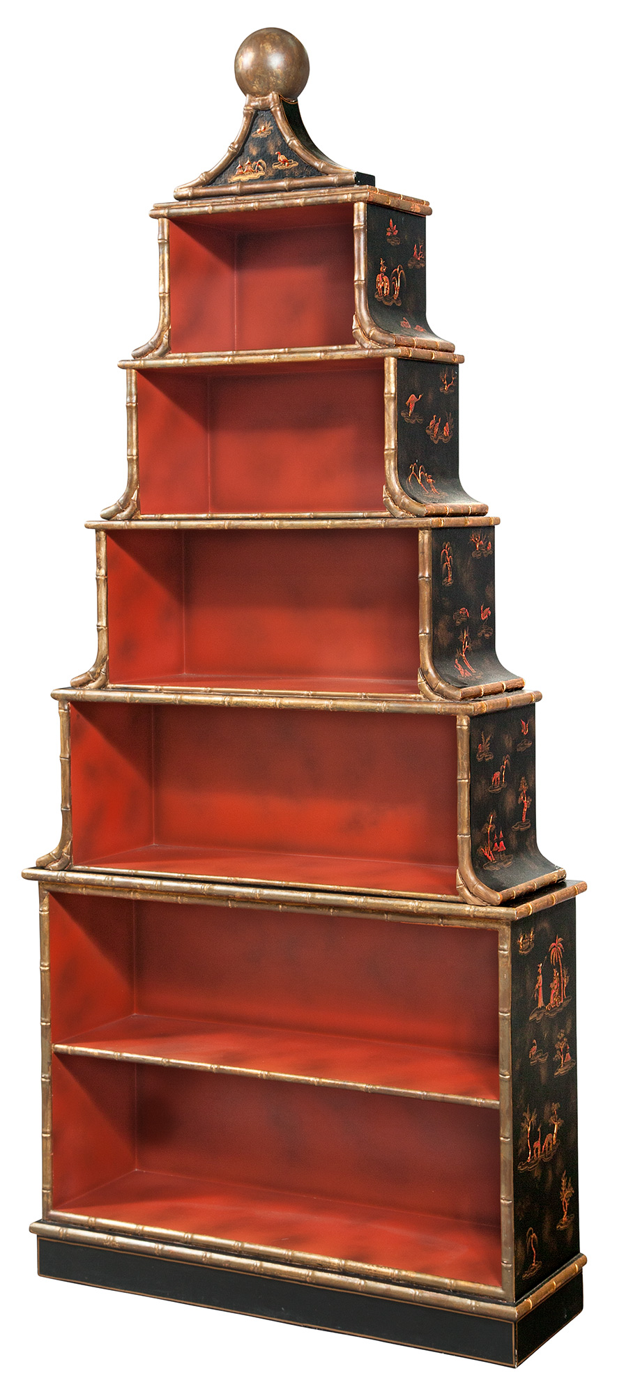 Lot image - Regency Style Japanned and Parcel-Gilt Bookcase