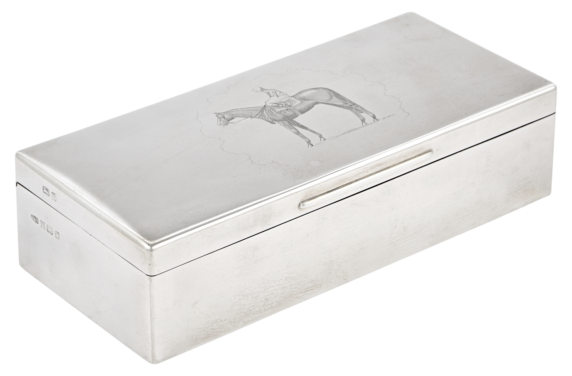 Lot image - English Novelty Equestrian Sterling Silver Table Box