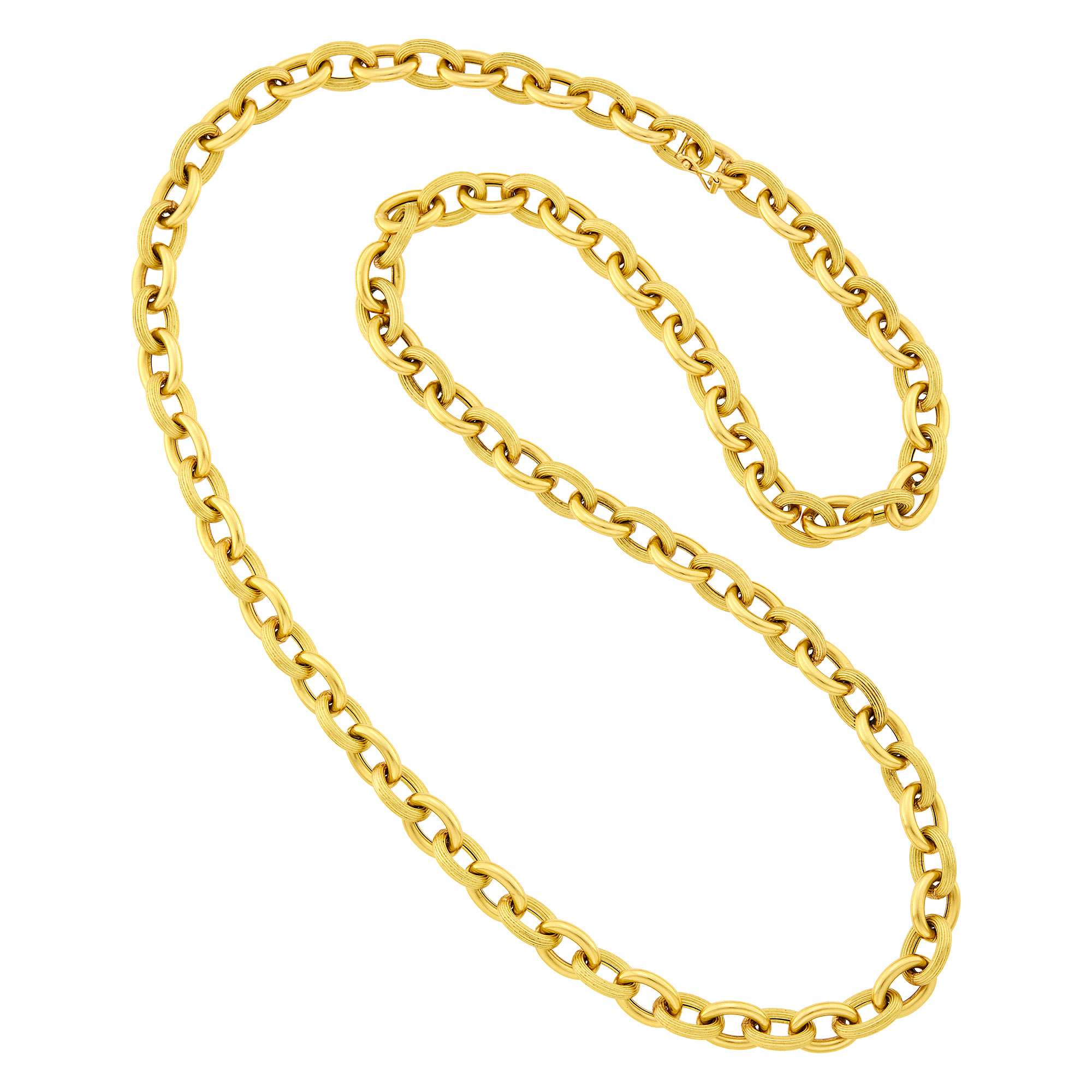 Lot image - Long Gold Oval Link Necklace, France