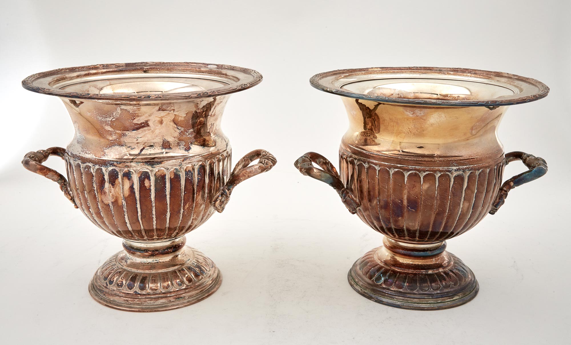 Lot image - Pair of Regency Style Silver Plated Wine Coolers