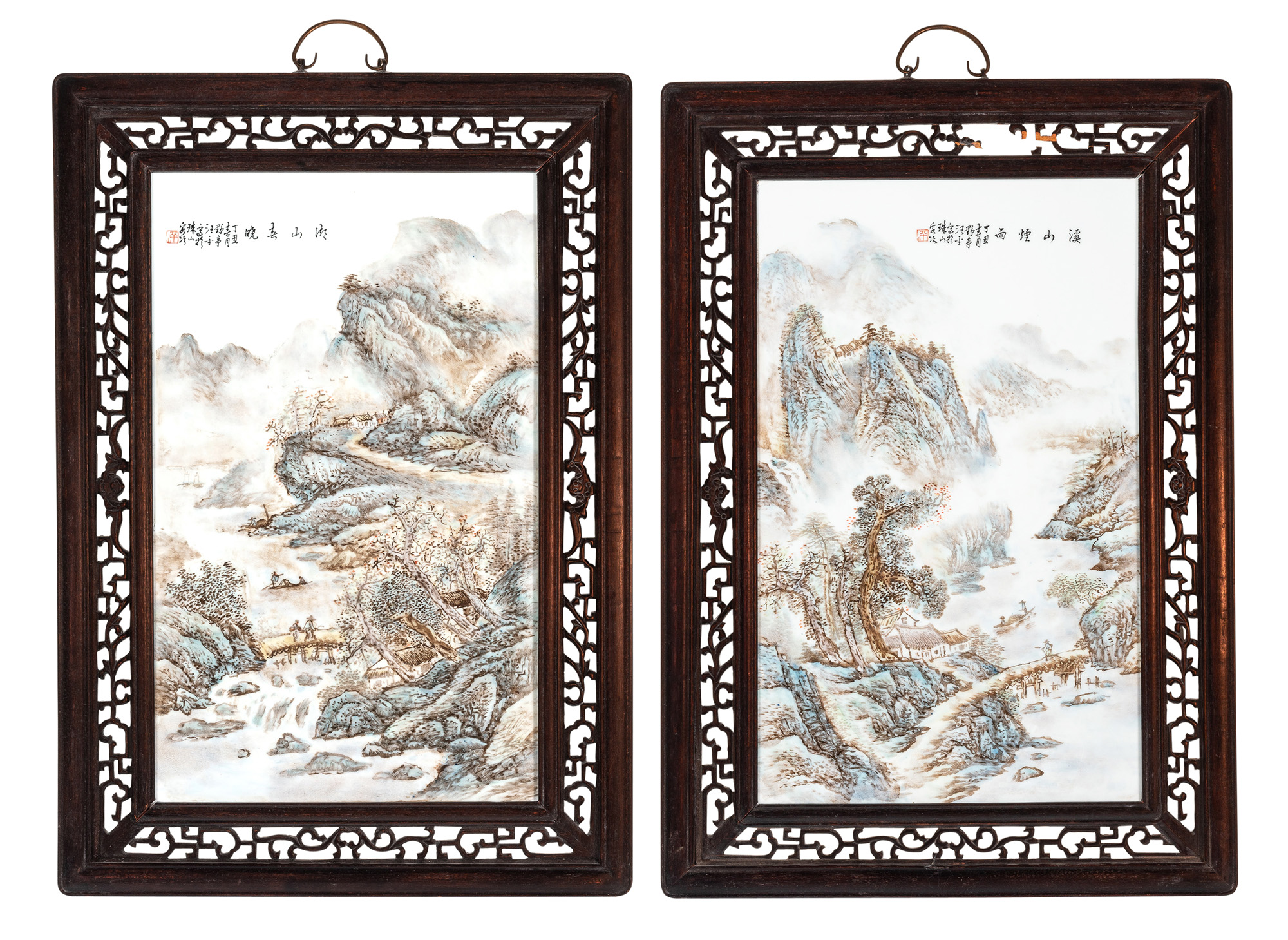 Lot image - A Large Pair of Chinese Porcelain Plaques