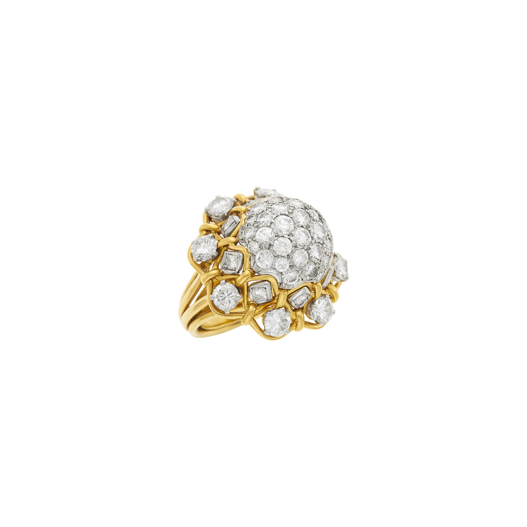 Lot image - Gold, Platinum and Diamond Dome Ring