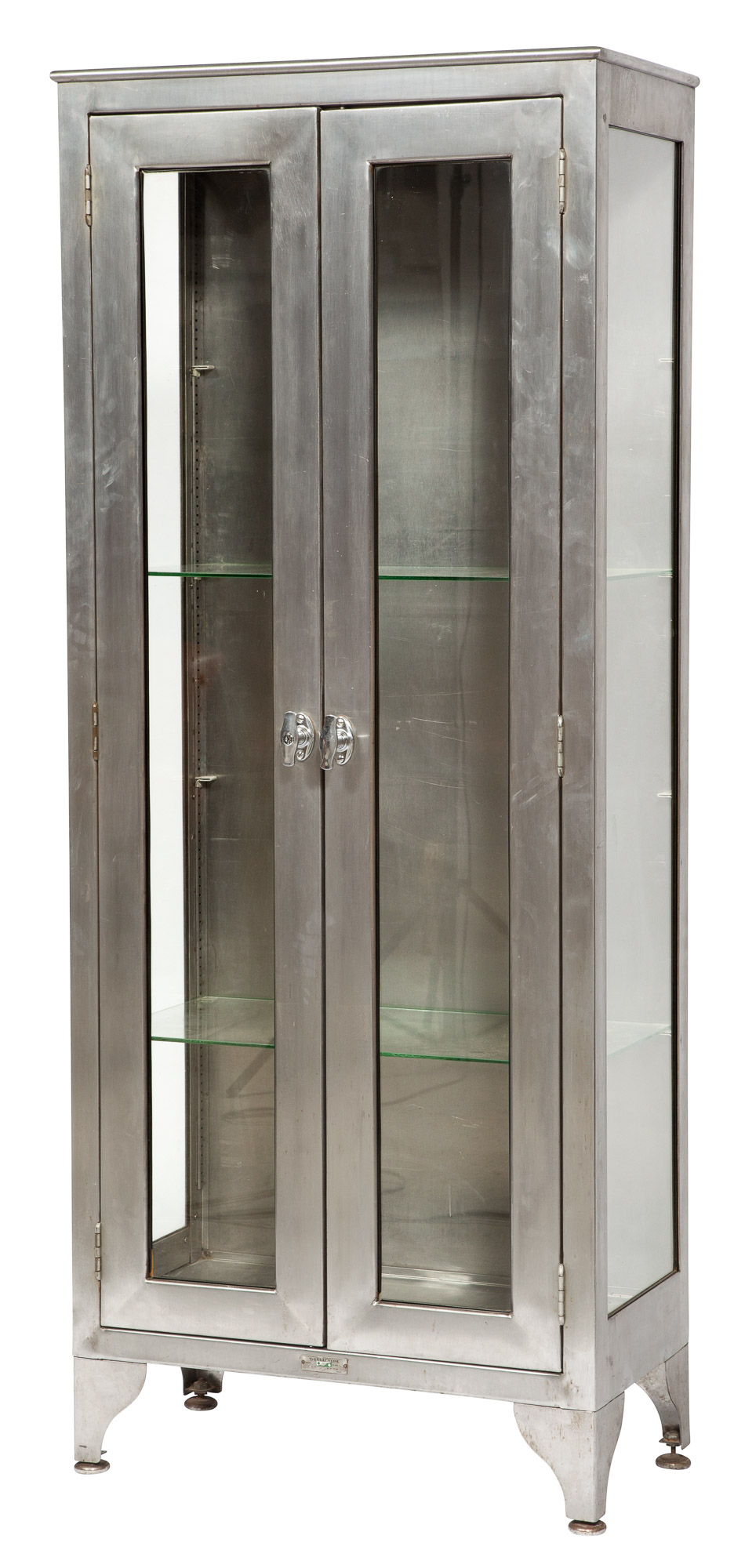 Lot image - Vintage Metal Double-Door Apothecary Cabinet