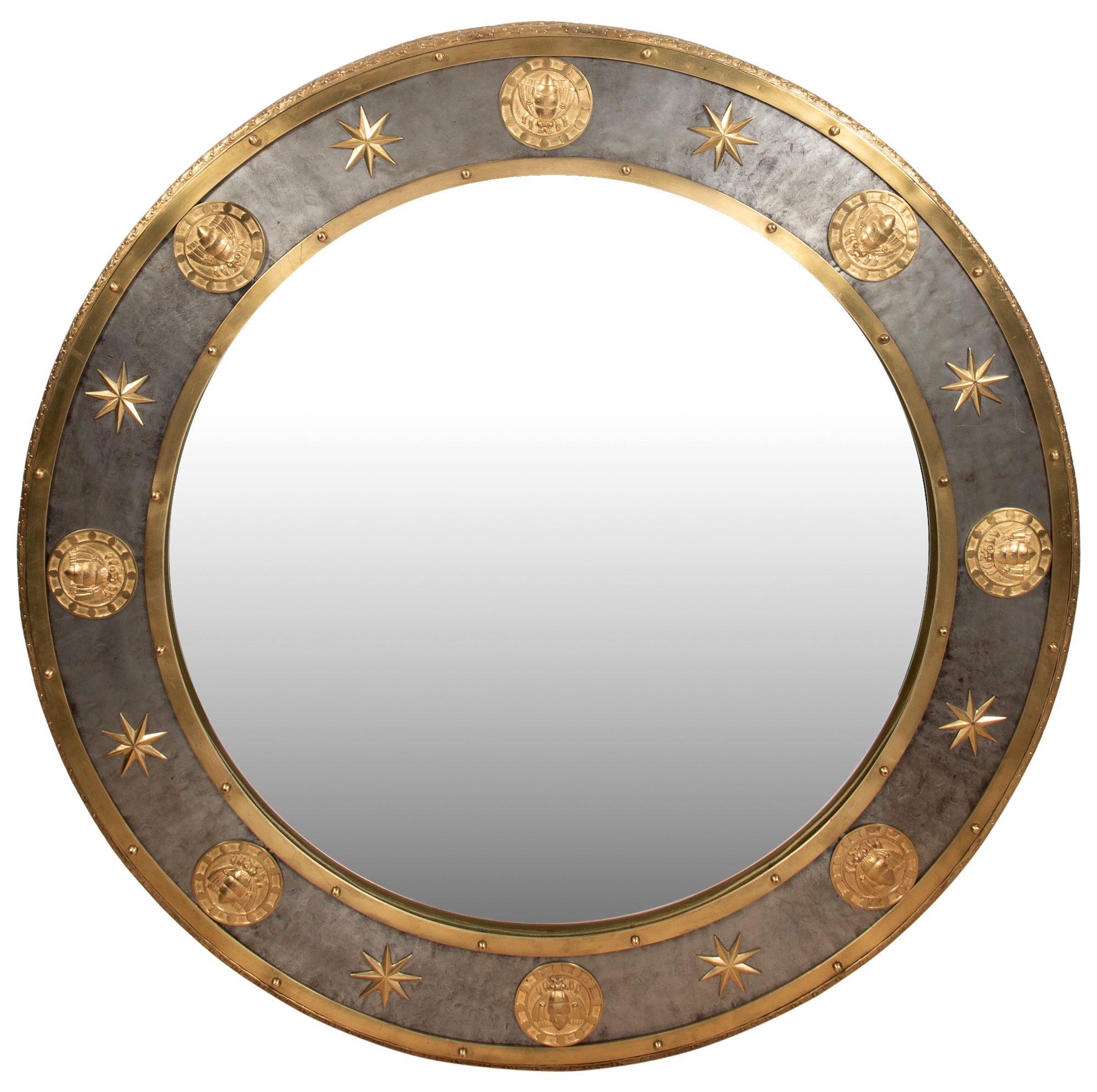 Lot image - Empire Style Gilt-Bronze Mounted Steel Mirror