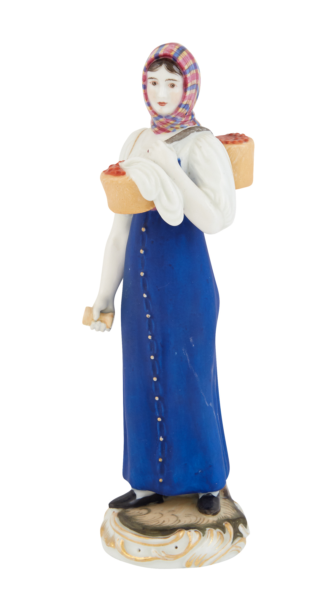 Lot image - Russian Porcelain Figure of a Peasant Woman with a Basket of Berries