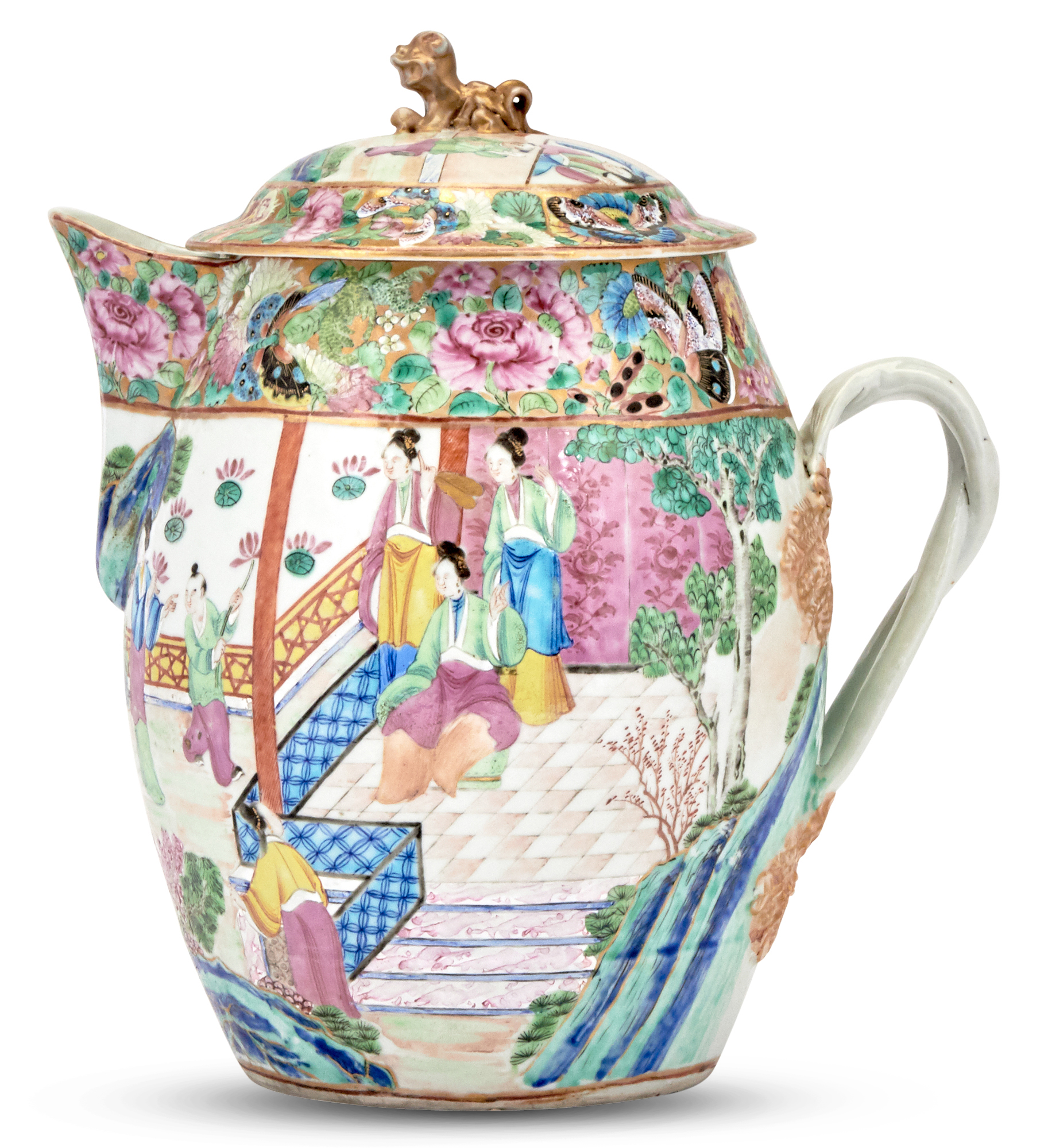 Lot image - A Chinese Rose Mandarin Porcelain Cider Jug and Cover