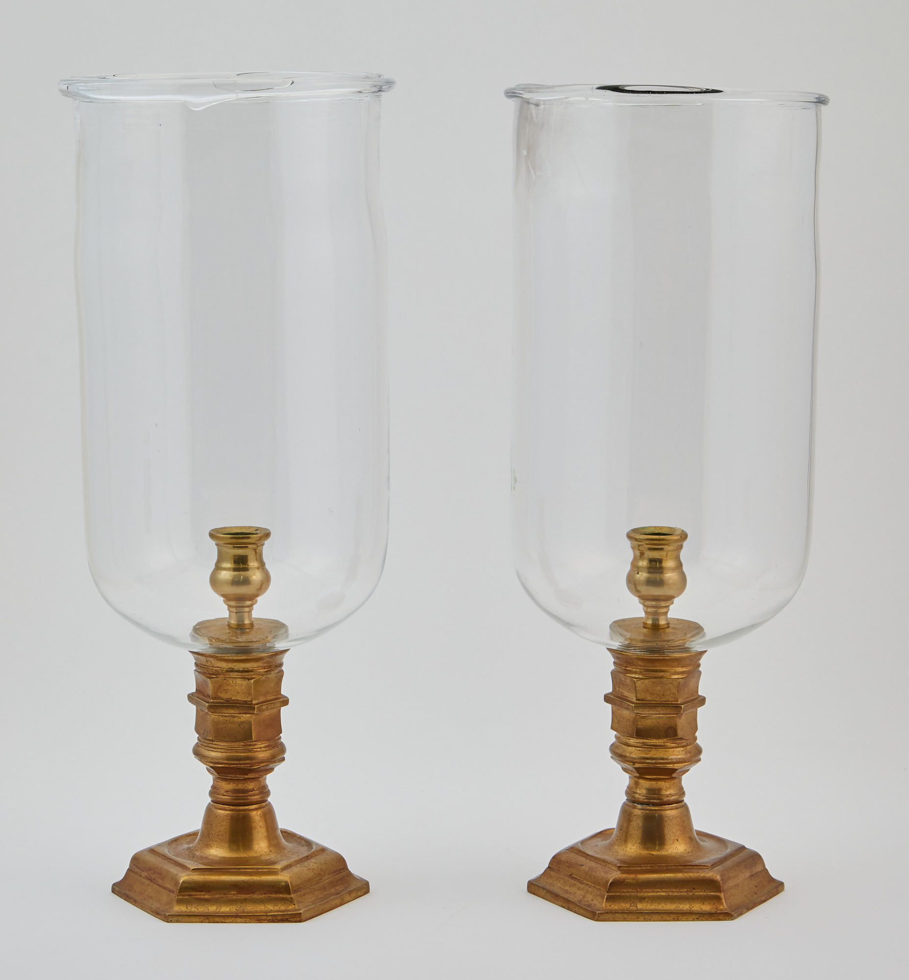 Lot image - Pair of Brass and Glass Photophores