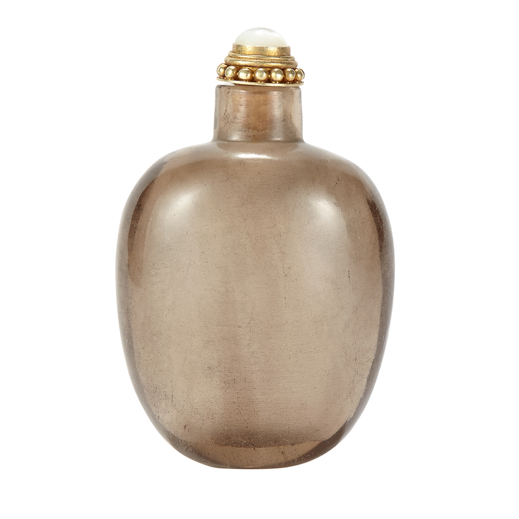 Lot image - Chinese Smoky Rock Crystal Snuff Bottle