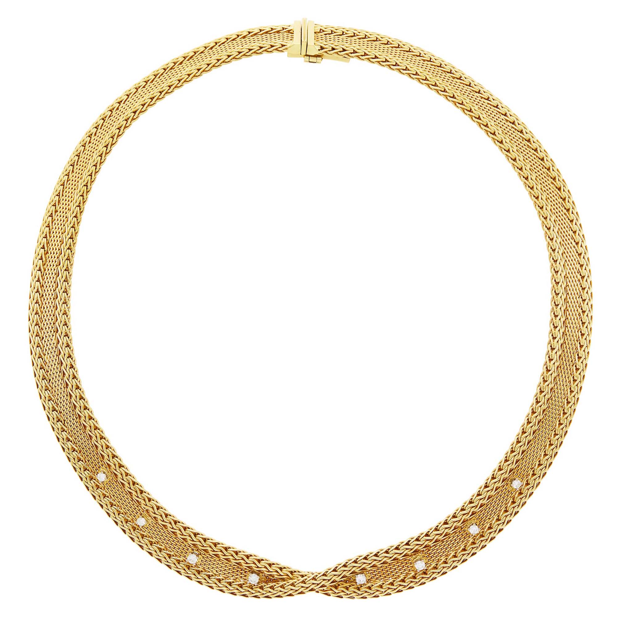 Lot image - Gold and Diamond Mesh Necklace