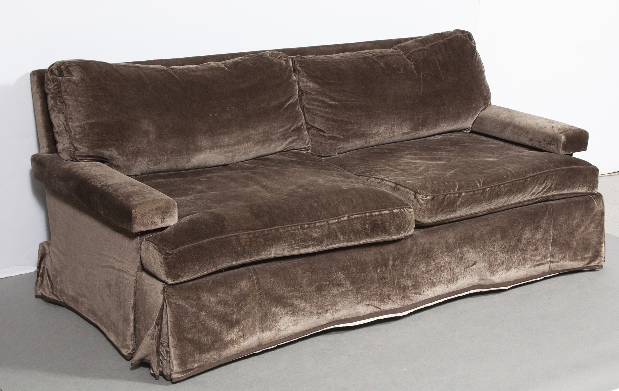 Lot image - Velvet Upholstered Sofa