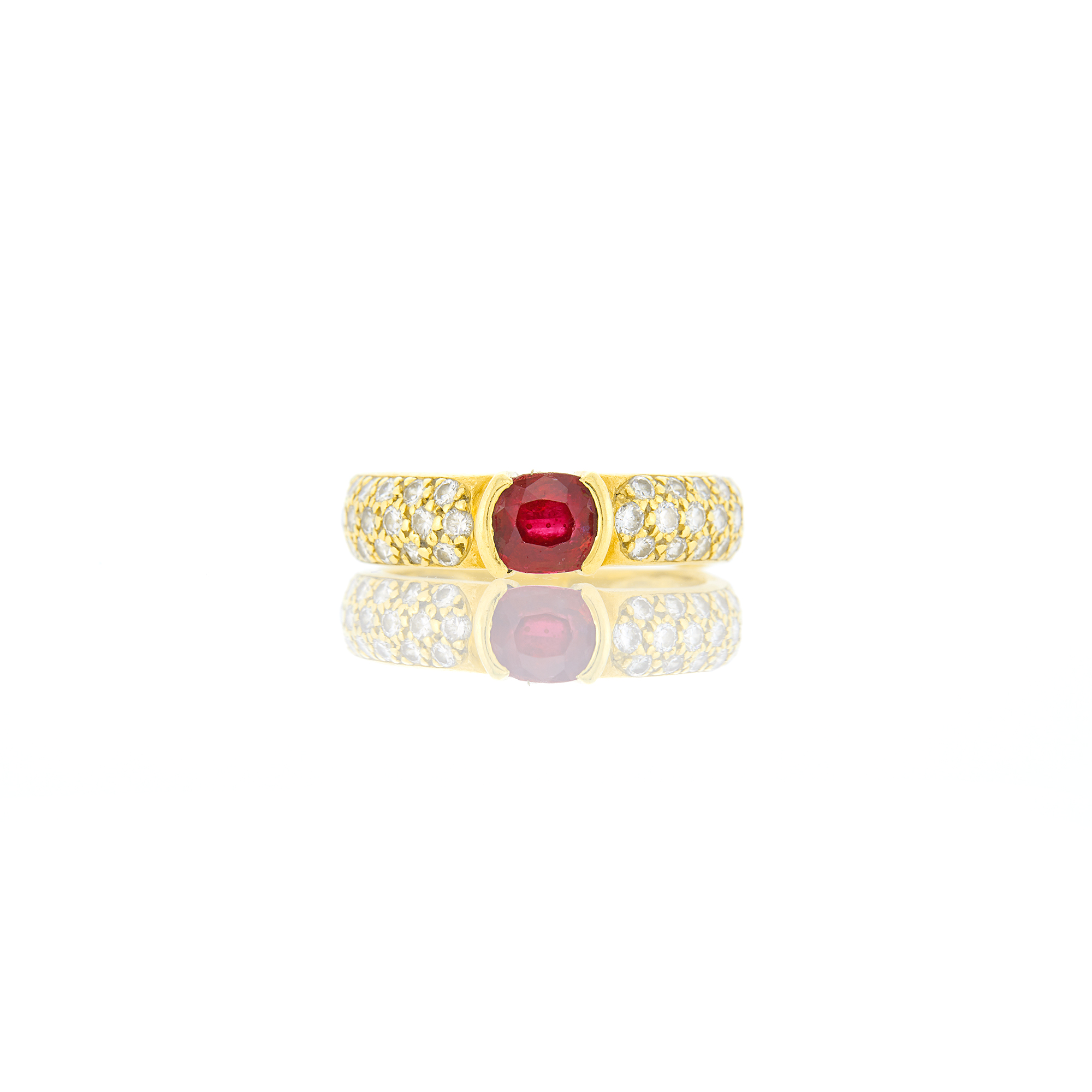 Lot image - Gold, Ruby and Diamond Ring