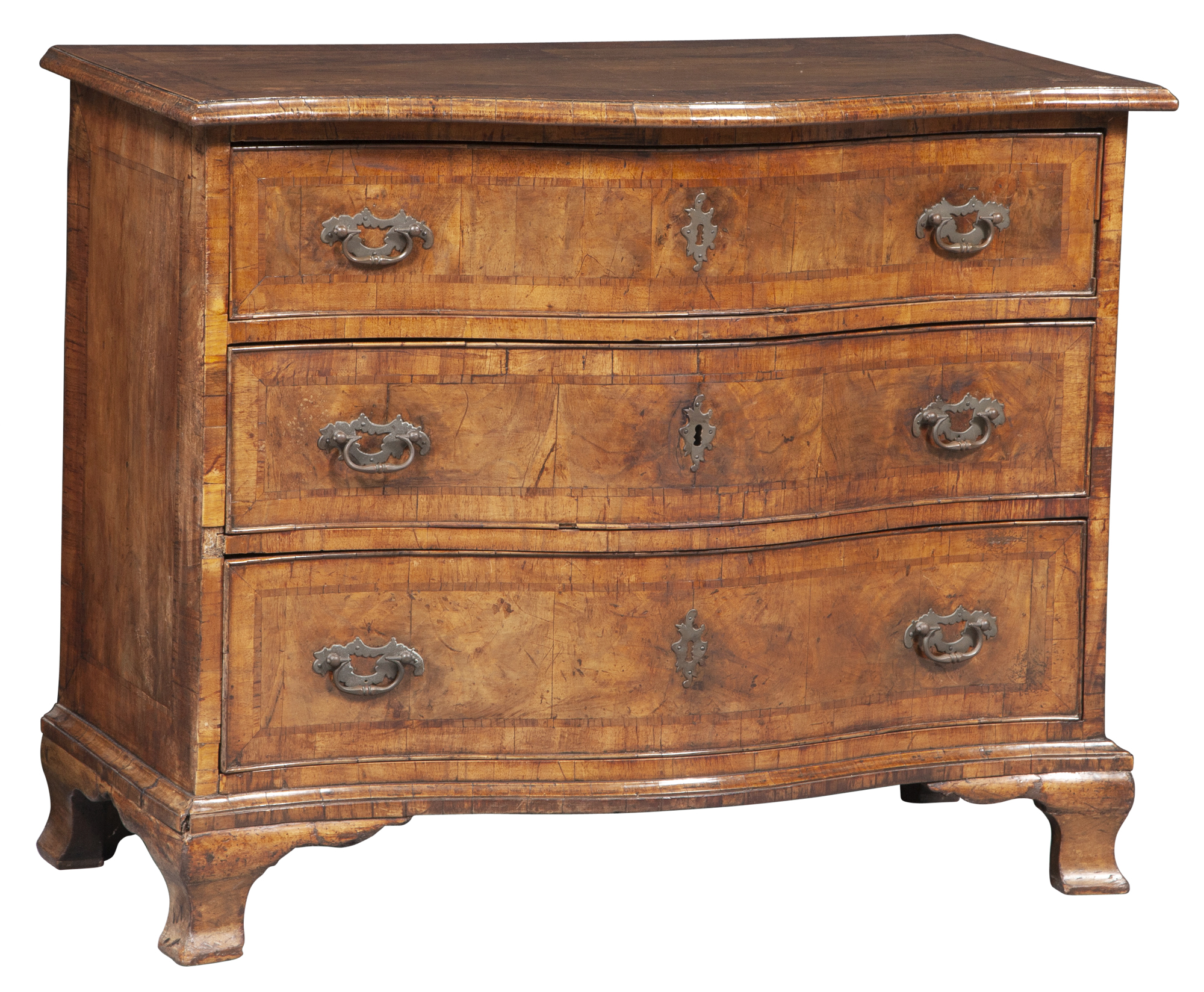 Lot image - George III Serpentine Front Walnut Chest of Drawers