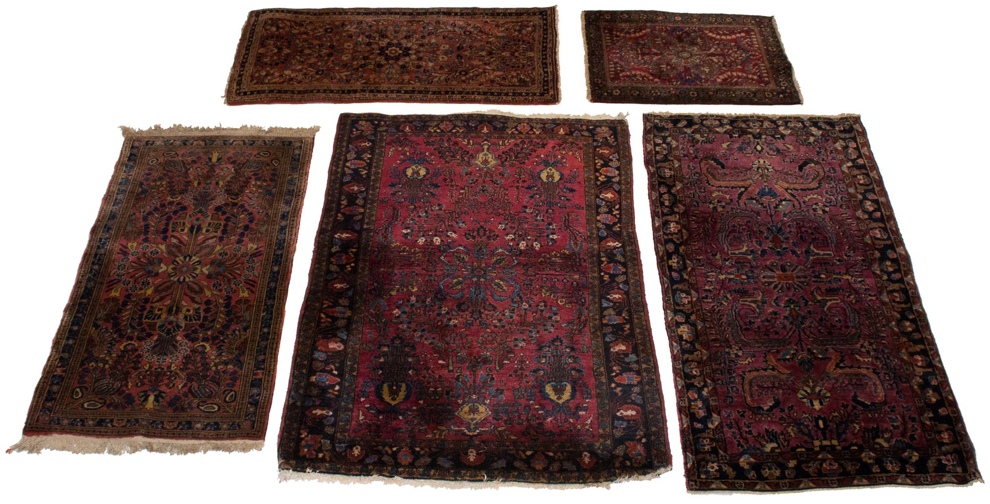 Lot image - Group of Five Sarouk Rugs