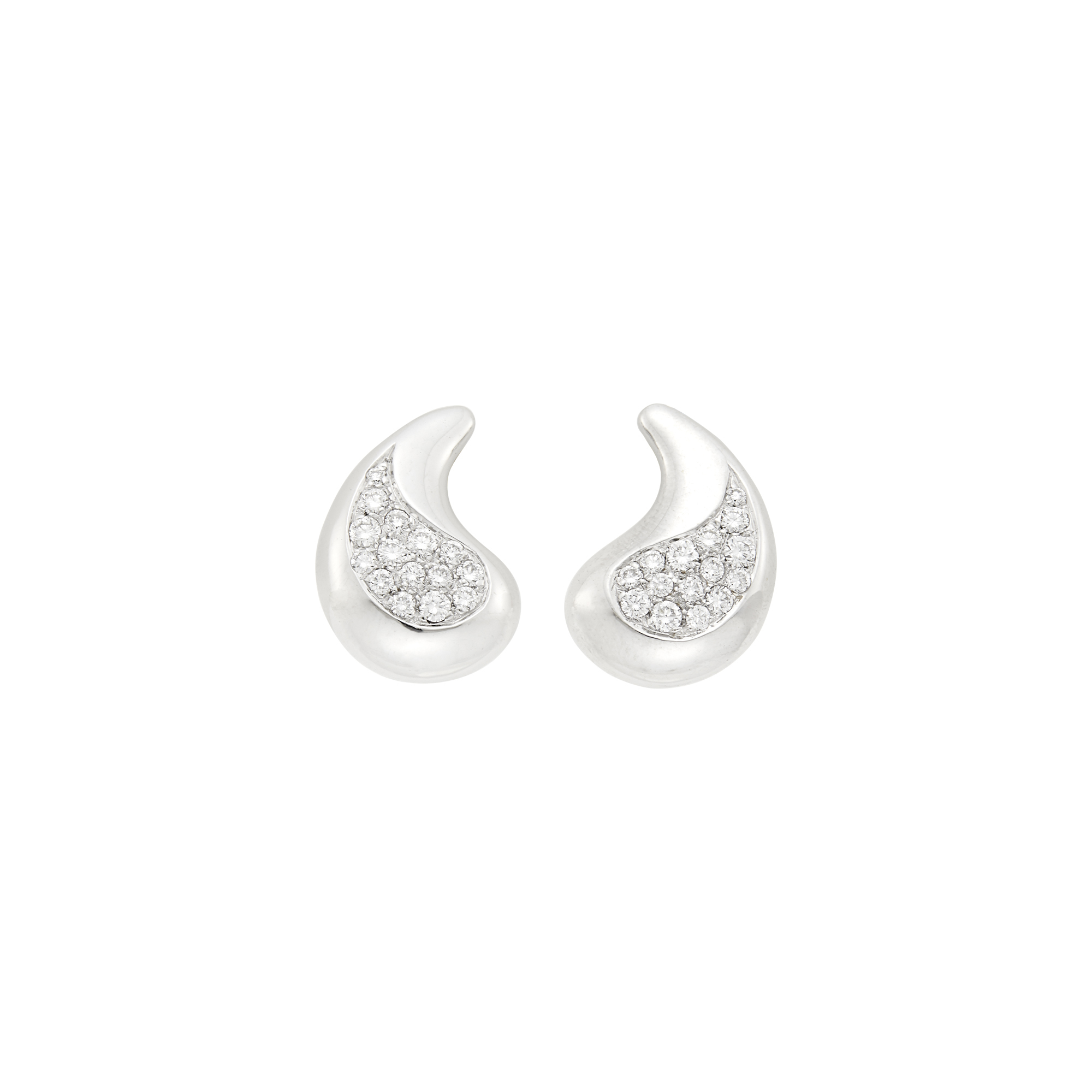 Lot image - Marina B Pair of White Gold and Diamond Earclips