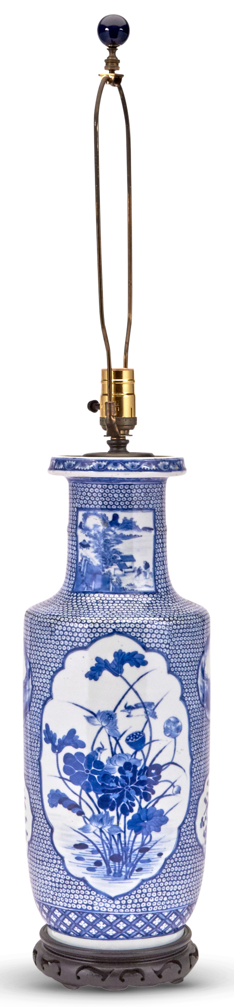 Lot image - A Chinese Blue and White Porcelain Rouleau Vase