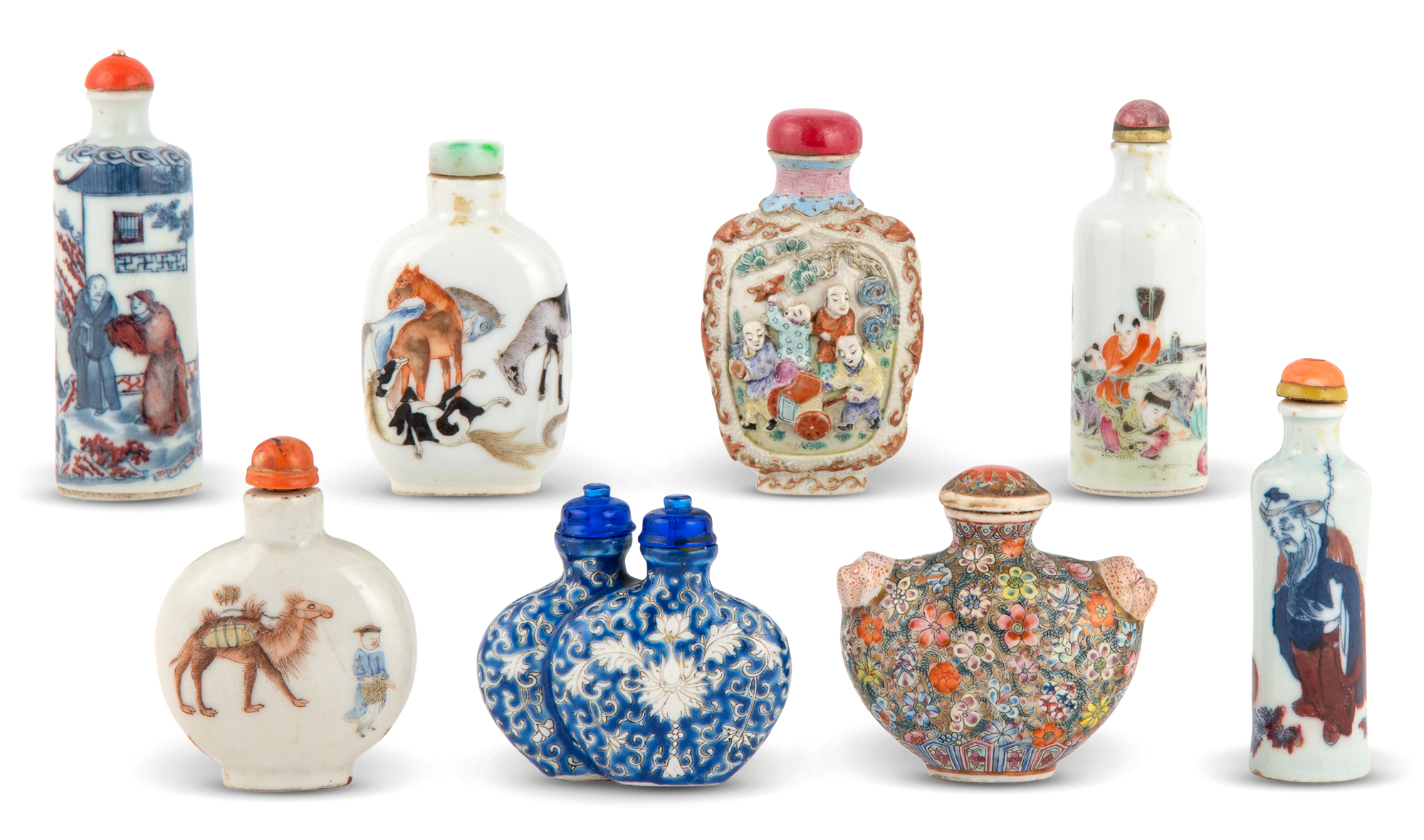 Lot image - Eight Chinese Porcelain Snuff Bottles