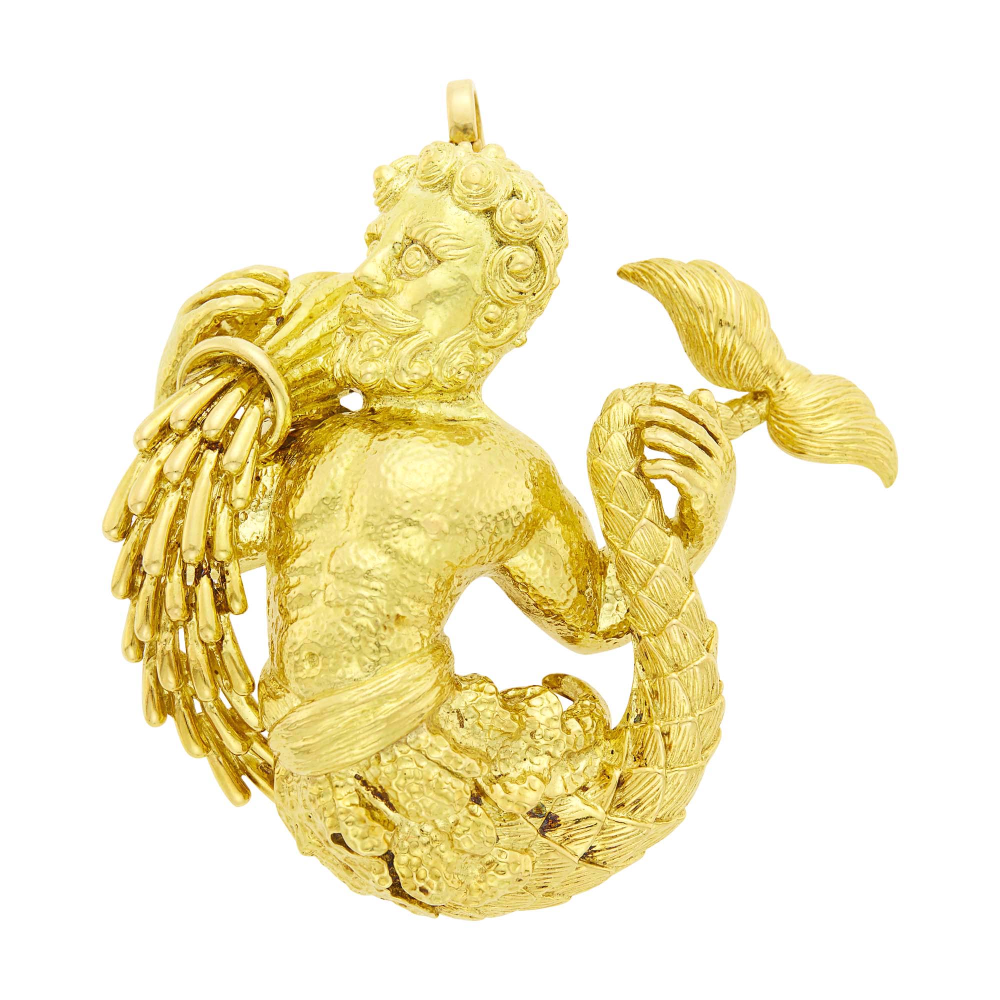 Lot image - David Webb Gold Neptune Pendant Clip-Brooch