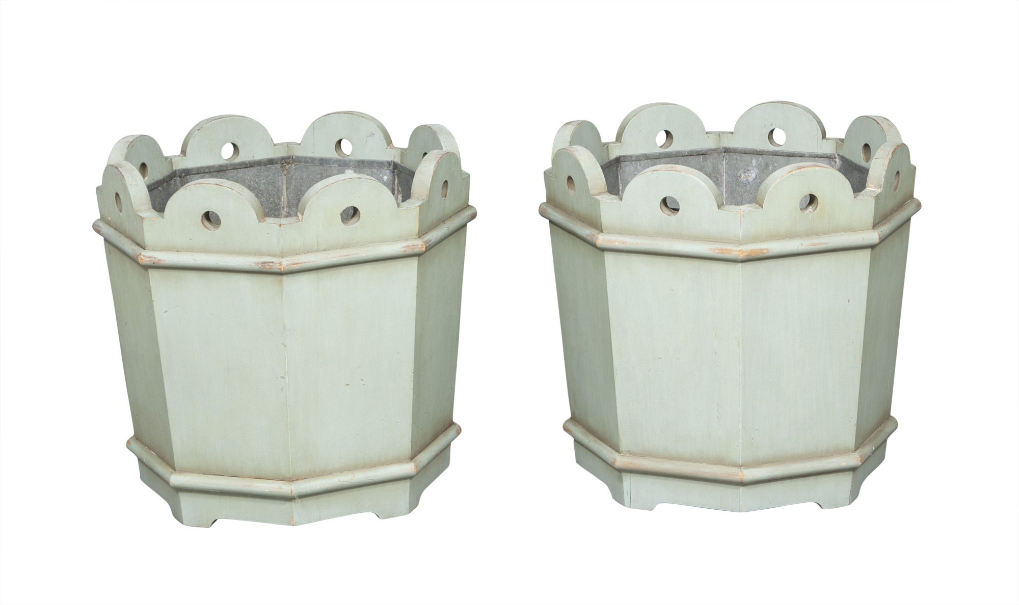 Lot image - Pair of Painted Wood Octagonal Planters