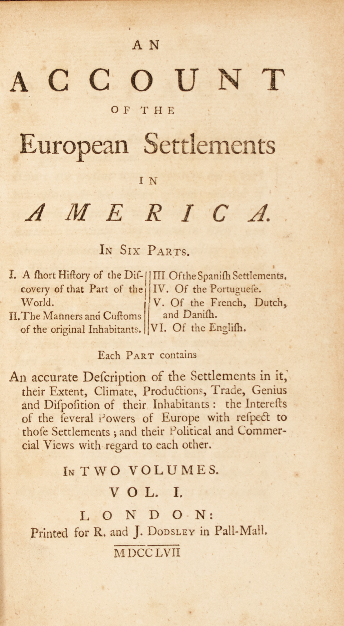 Lot image - [BURKE, EDMUND & WILLIAM]  An Account of the European Settlements in America.