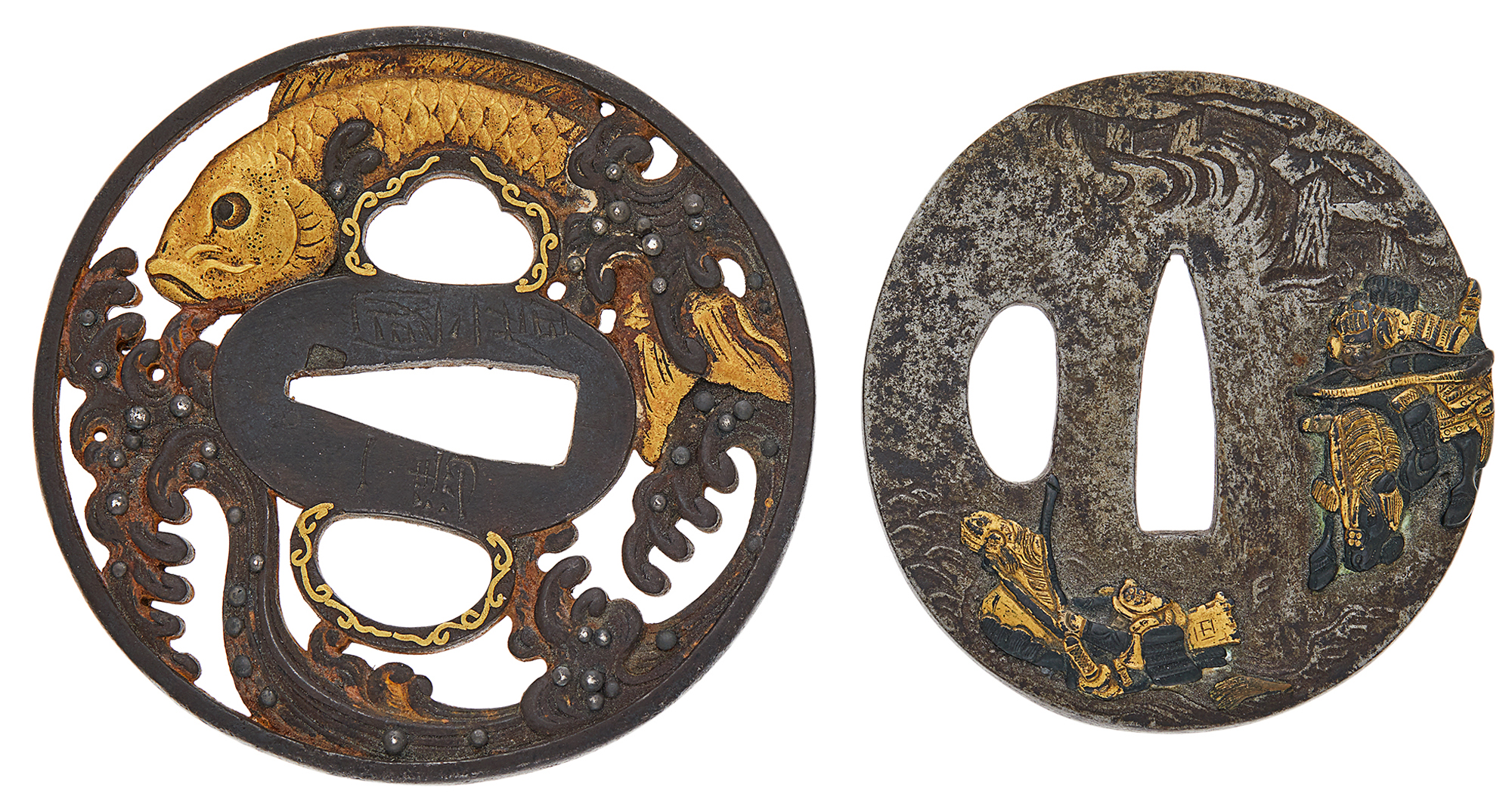 Lot image - Two Japanese Mixed Metal Tsuba