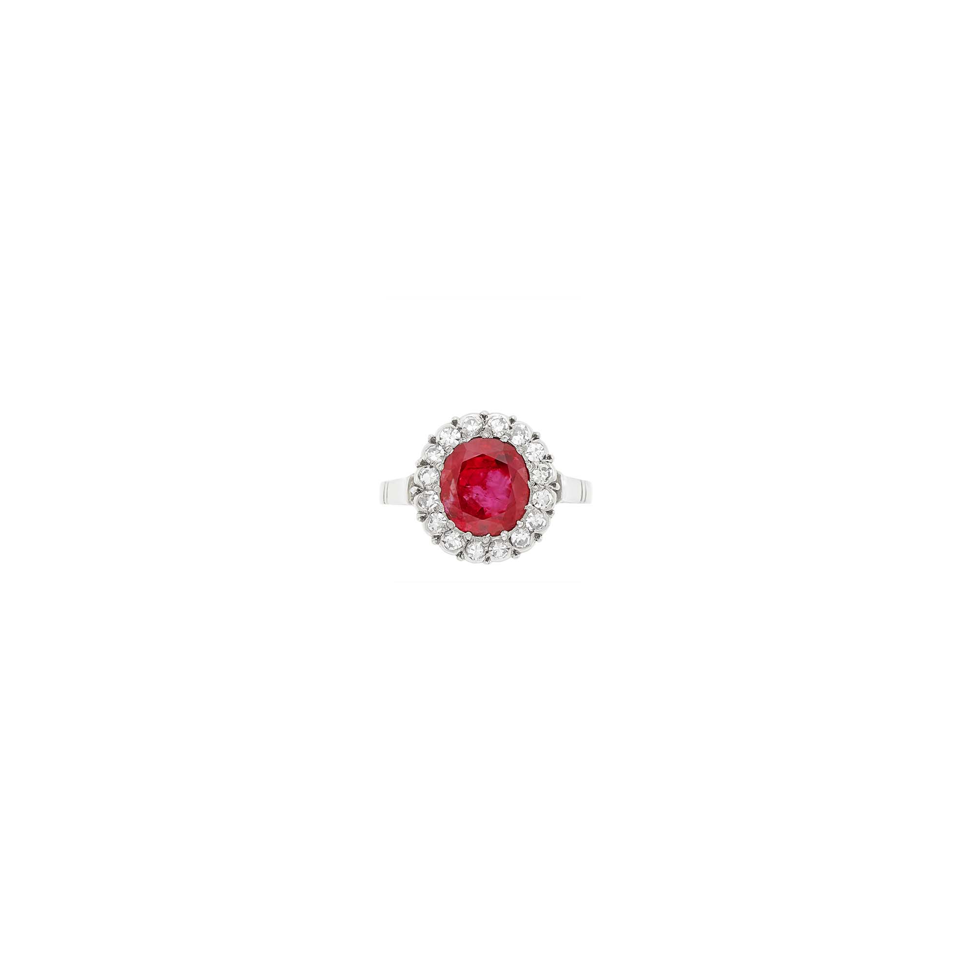 Lot image - Platinum, Ruby and Diamond Ring