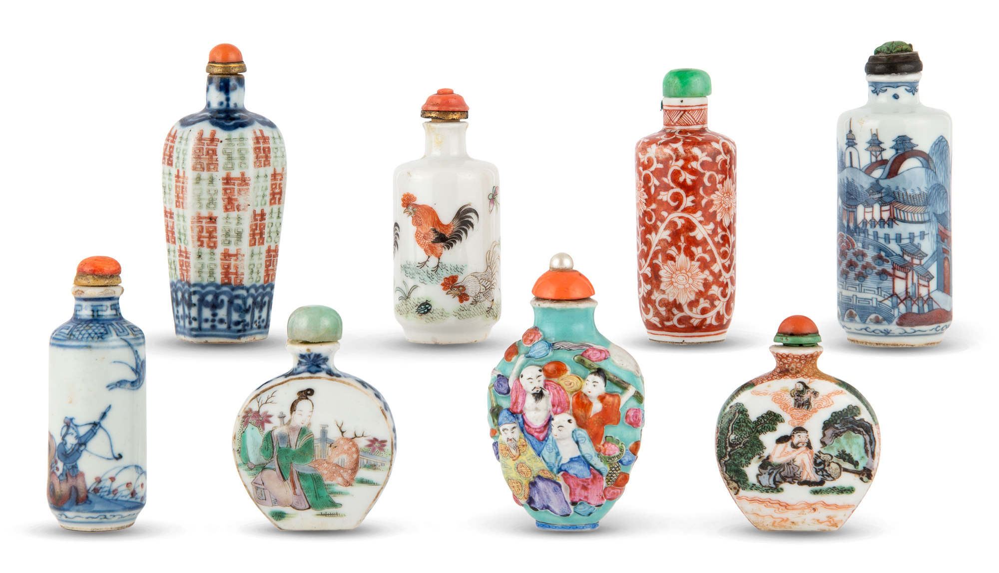 Lot image - Eight Chinese Porcelain Snuff Bottles