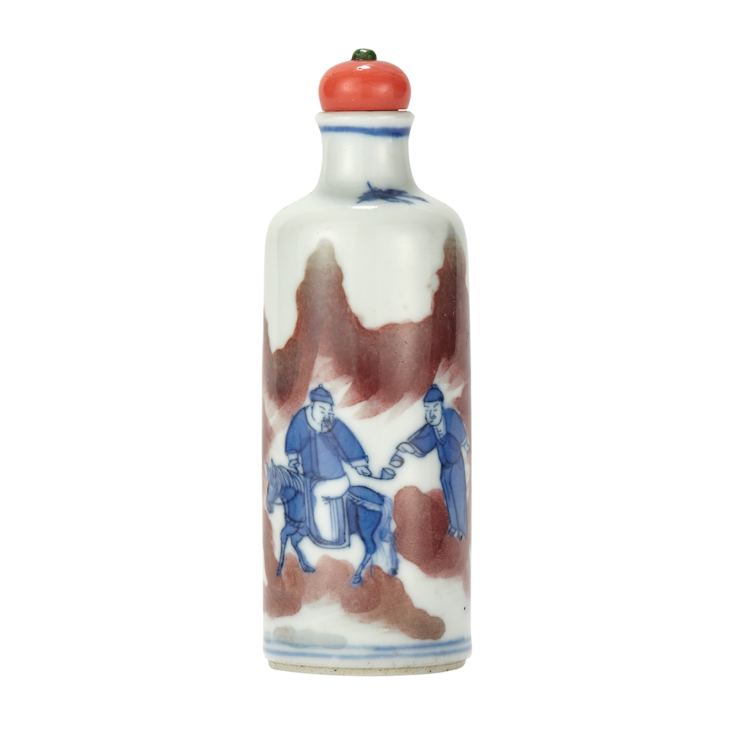 Lot image - Chinese Blue and White and Underglaze Red Porcelain Snuff Bottle