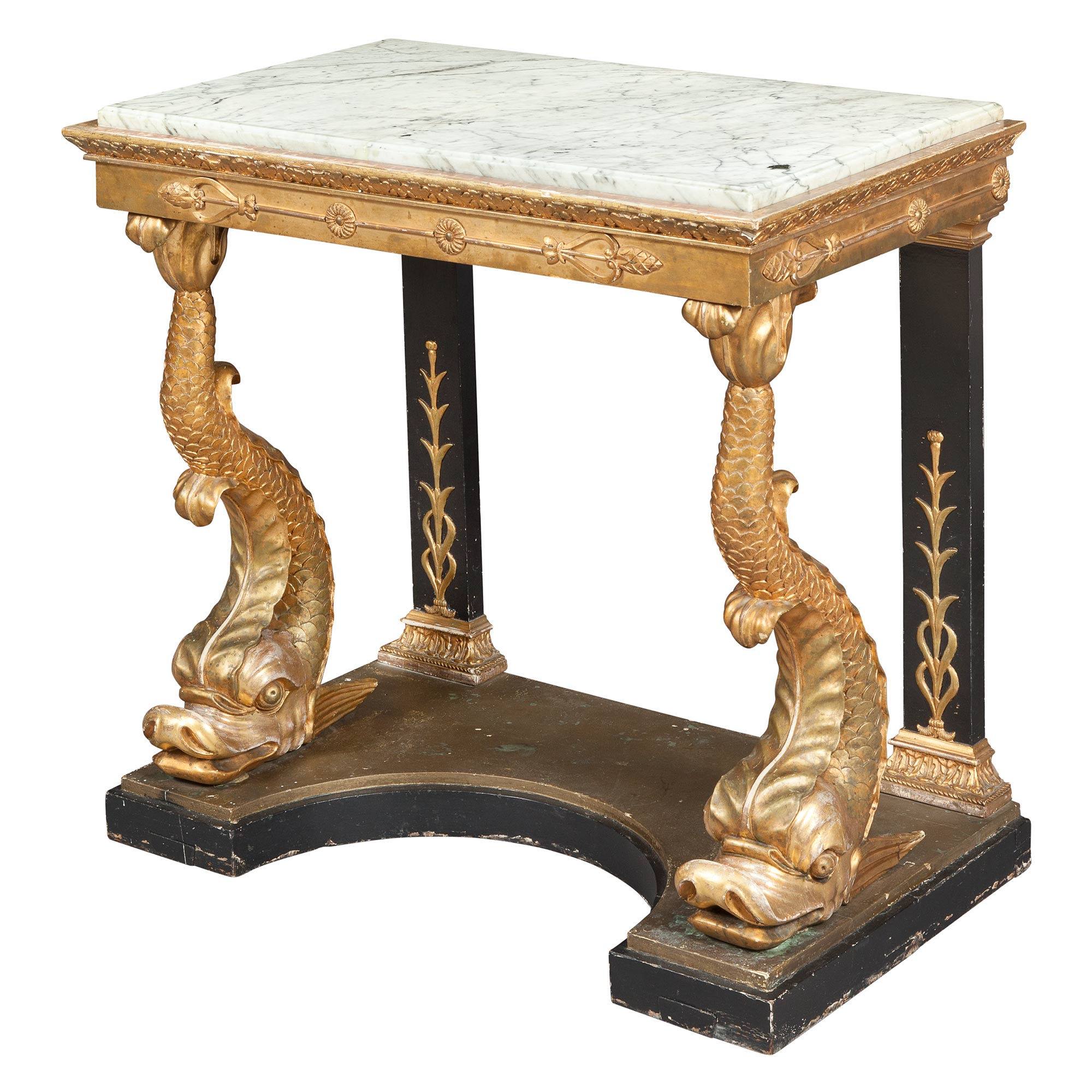 Lot image - Swedish Neoclassical Giltwood and Part-Painted Console Table