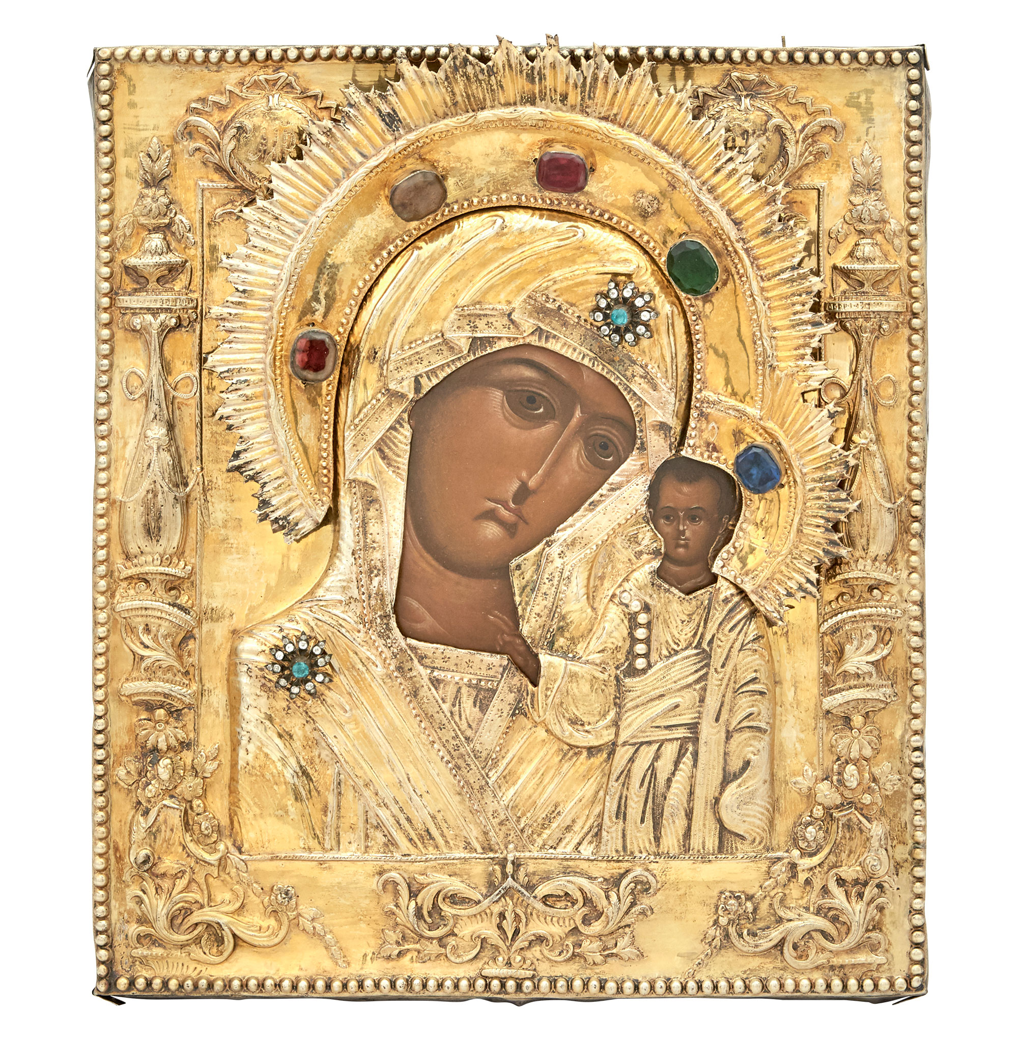 Lot image - Russian Silver-Gilt Icon of the Mother of God of Kazan