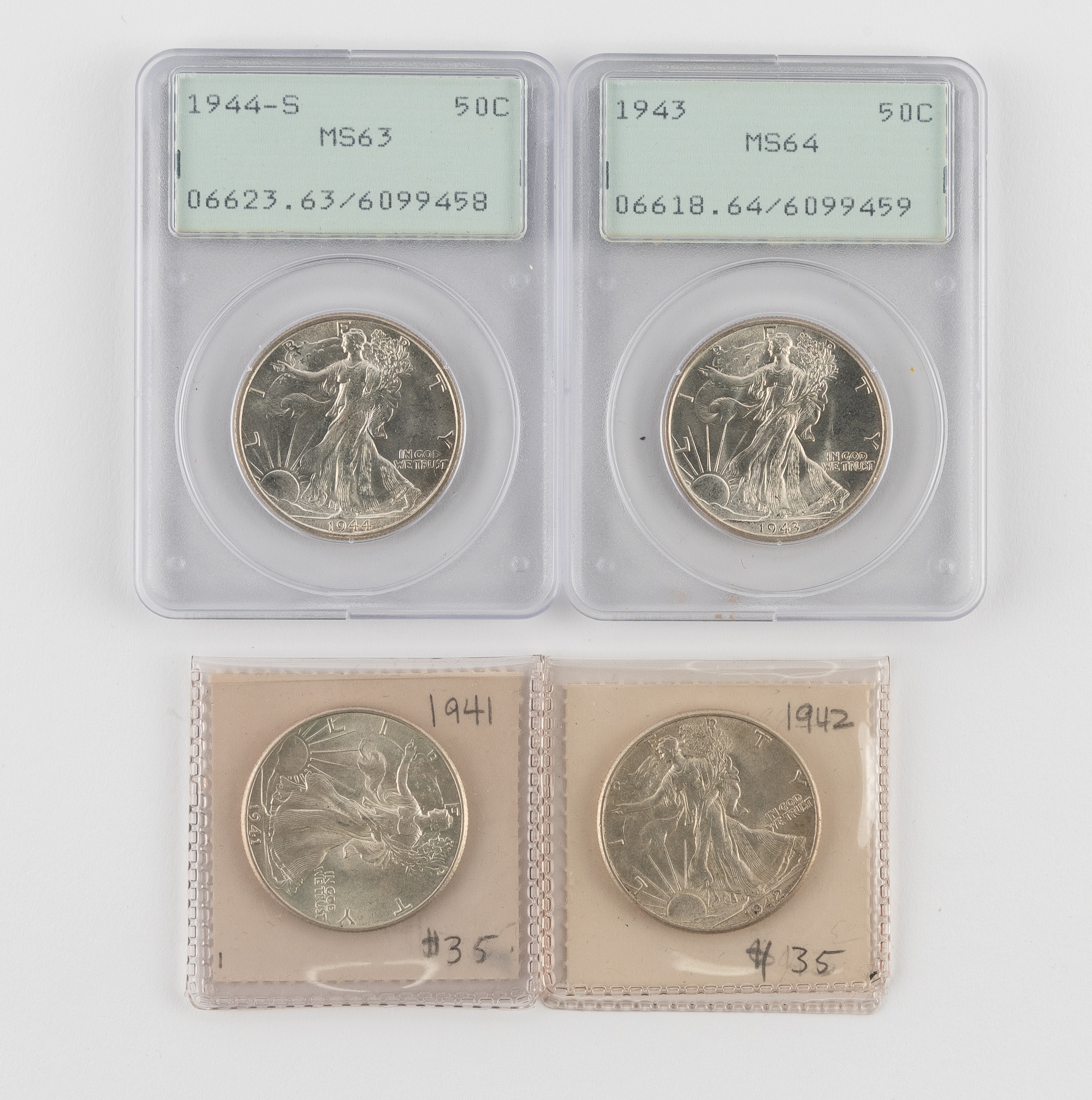 Lot image - United States Four Walking Liberty Halves