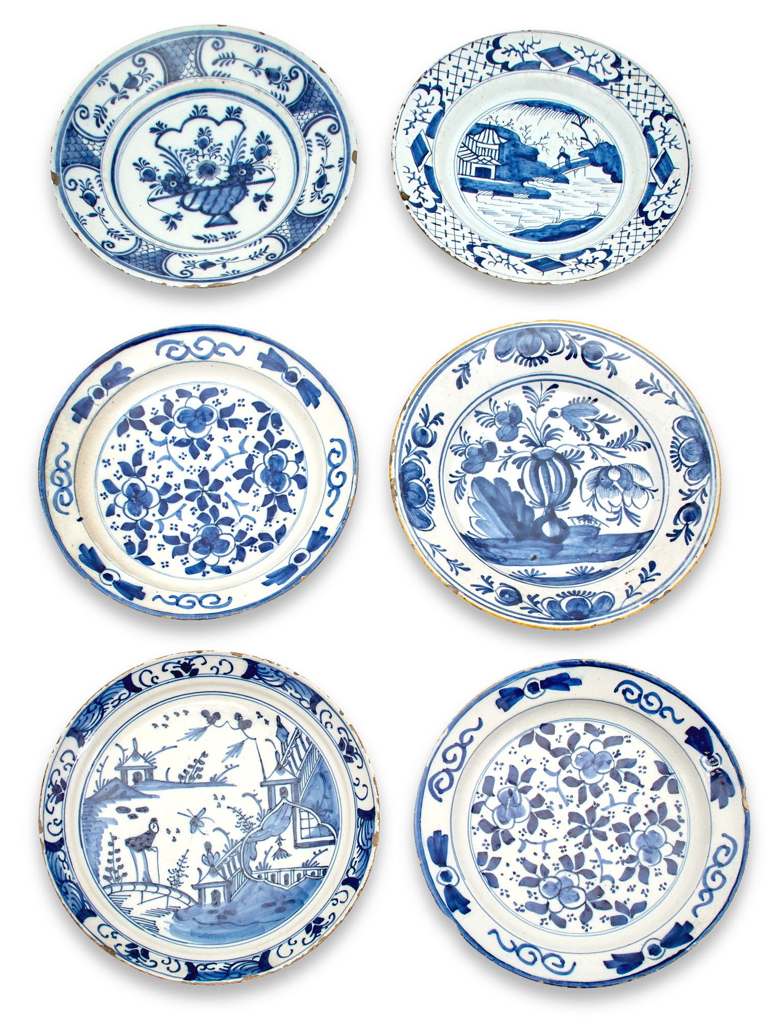 Lot image - Six Delft Blue and White Dishes