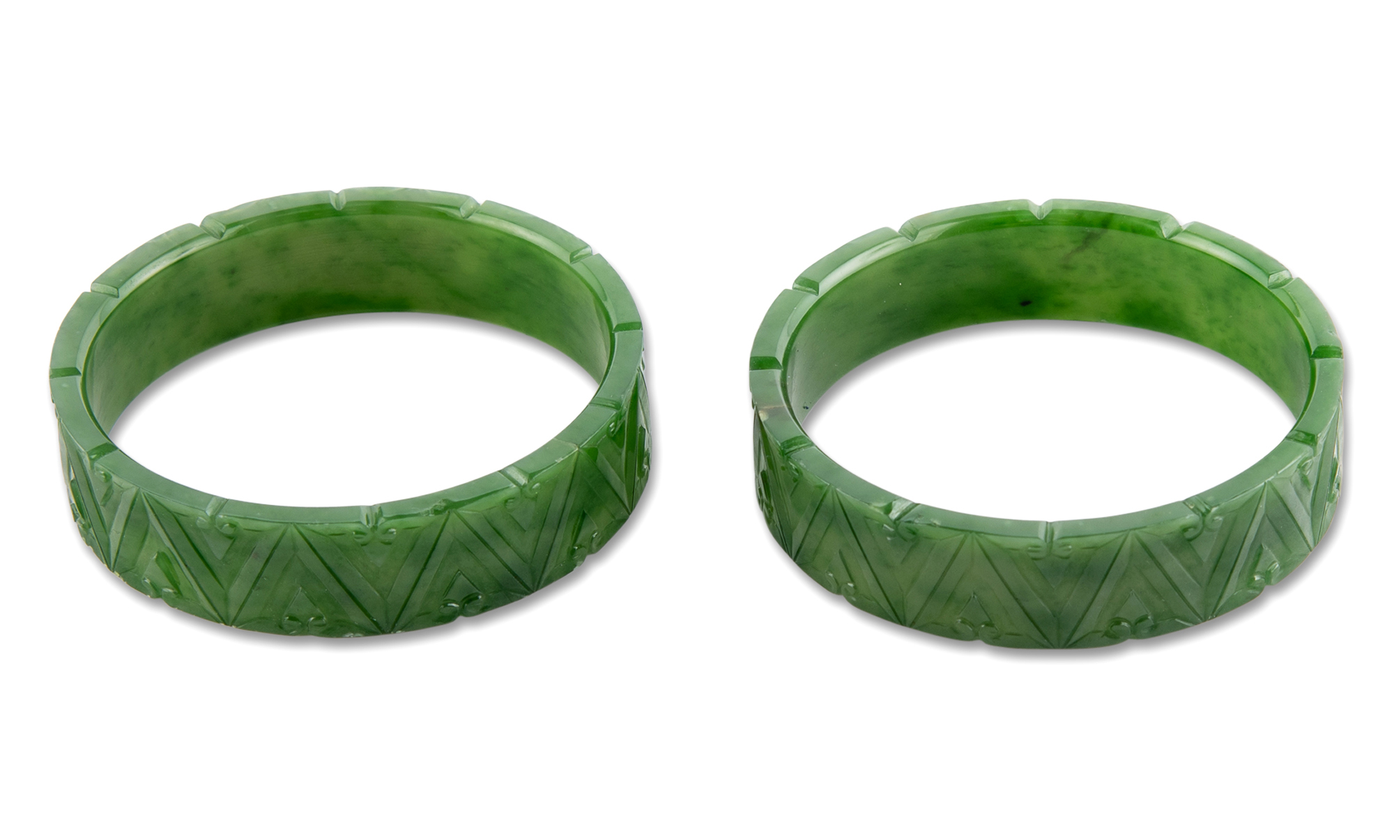 Lot image - A Pair of Chinese Spinach Jade Bangles