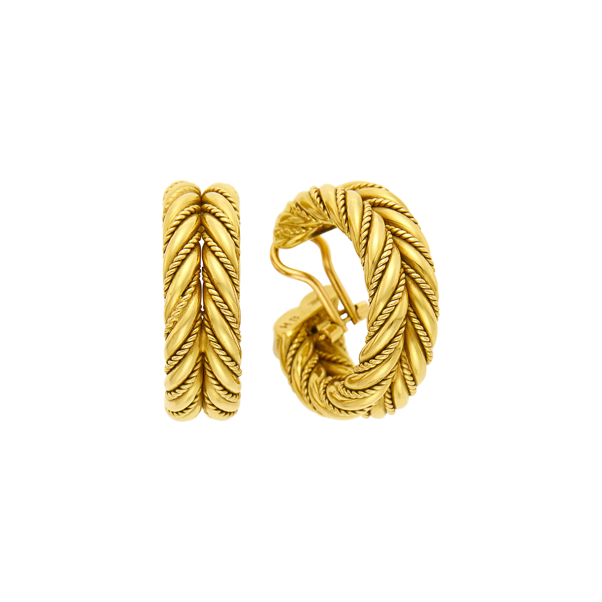 Lot image - Hammerman Brothers Pair of Gold Hoop Earclips
