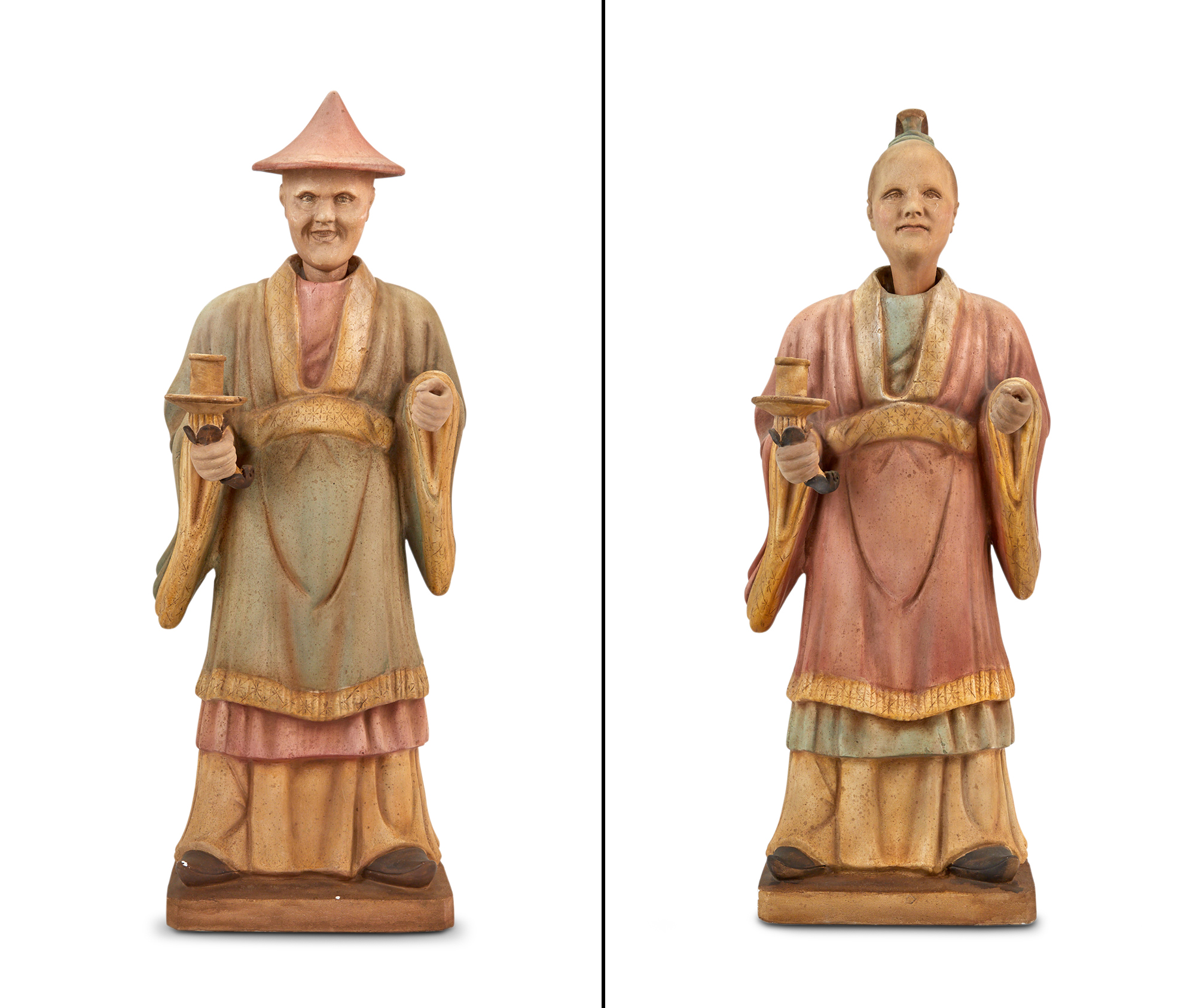 Lot image - Pair of Regency Style Plaster Chinosierie Nodding Figures
