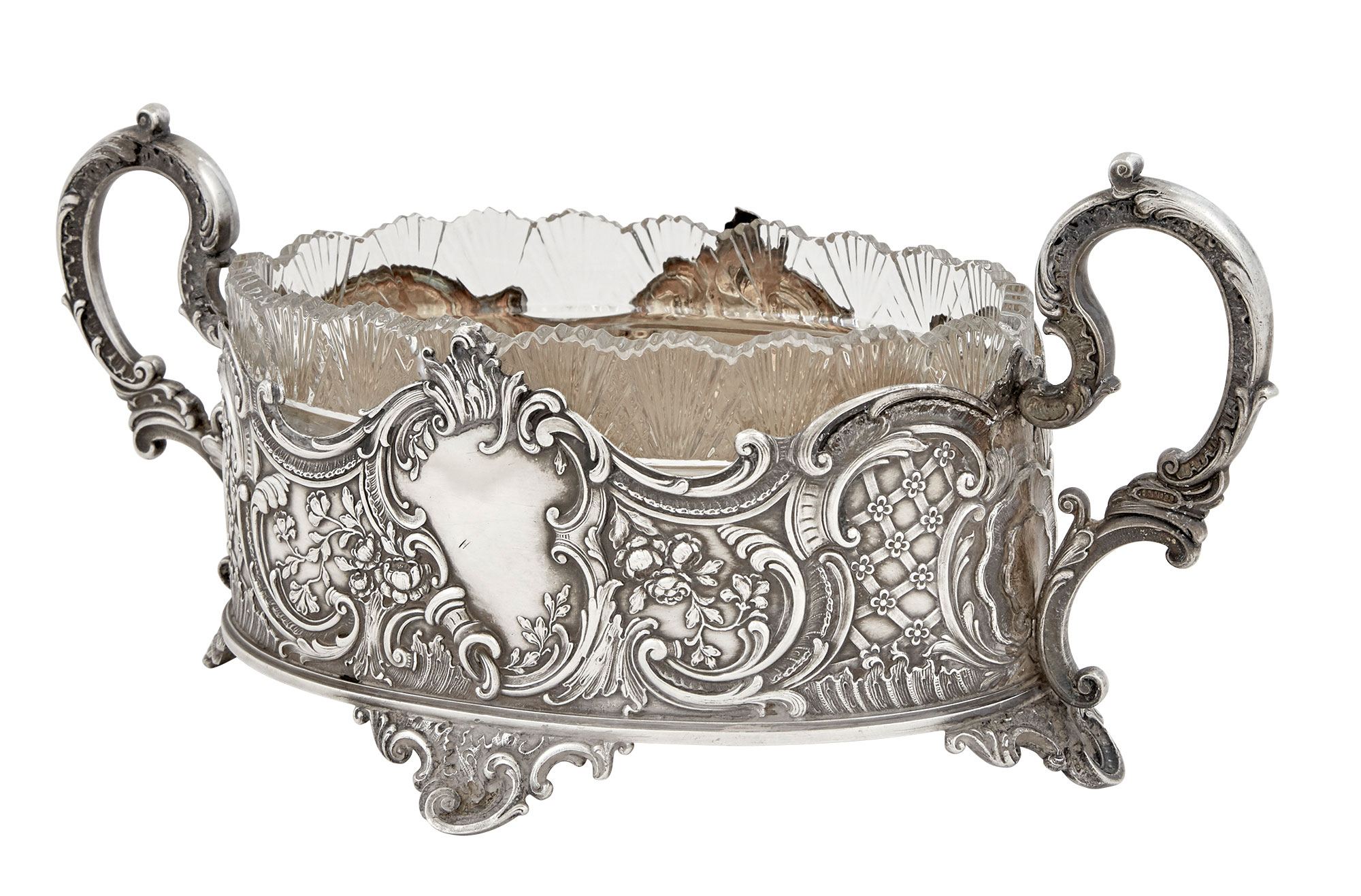 Lot image - Russian Silver-Mounted Glass Centerpiece Bowl