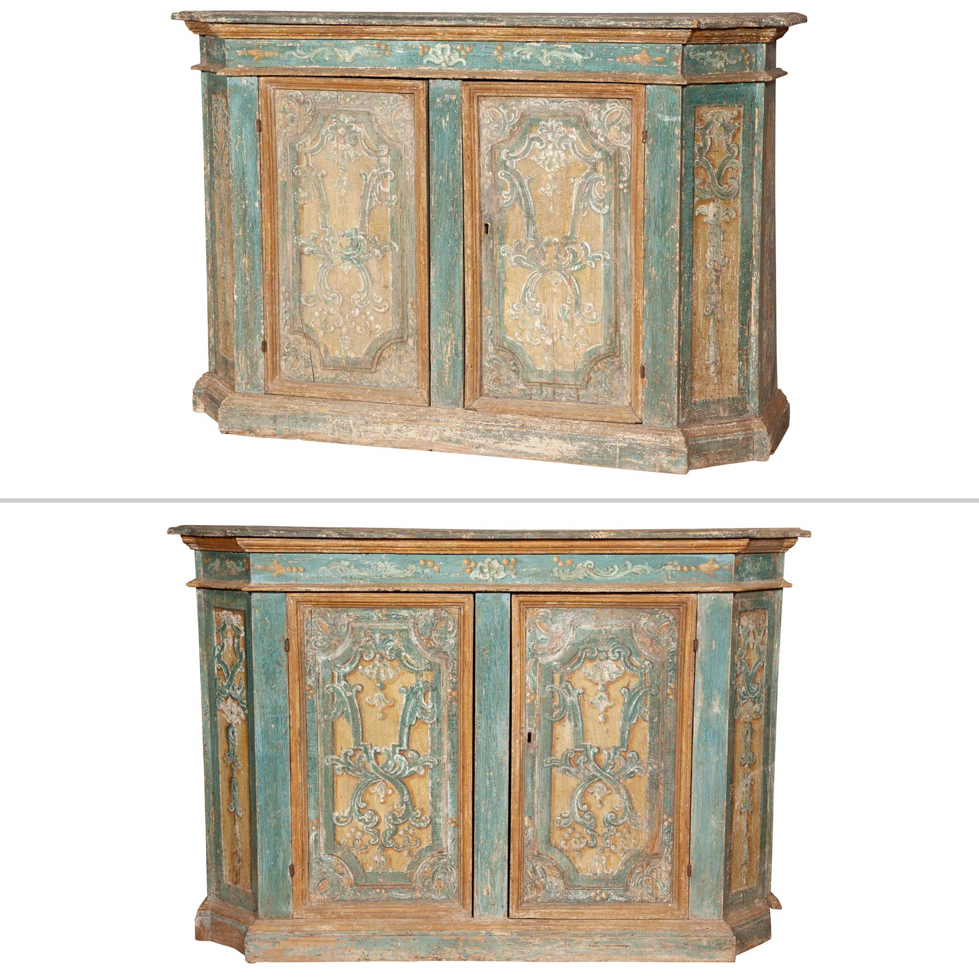 Lot image - Pair of Italian Polychome-Painted Tall Side Cabinets