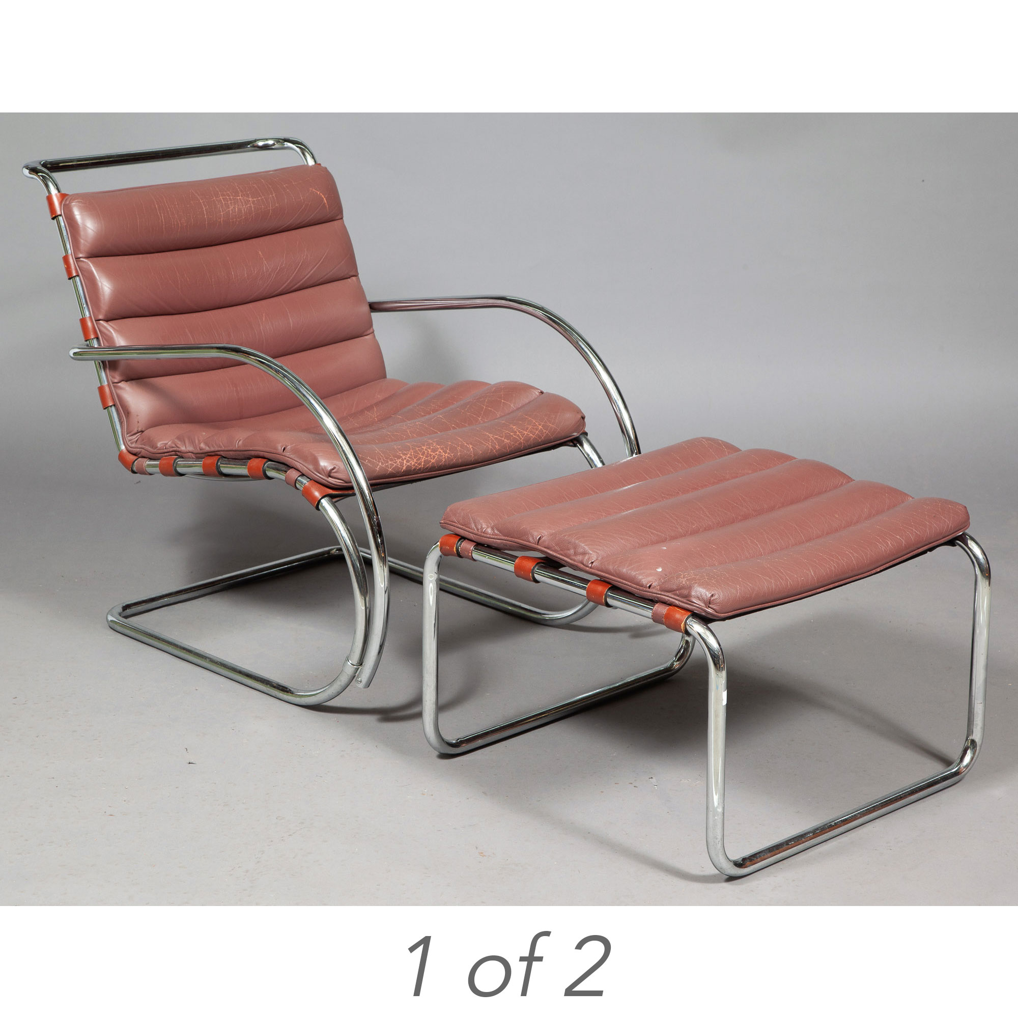 Lot image - Pair of Chromed Metal and Leather MR