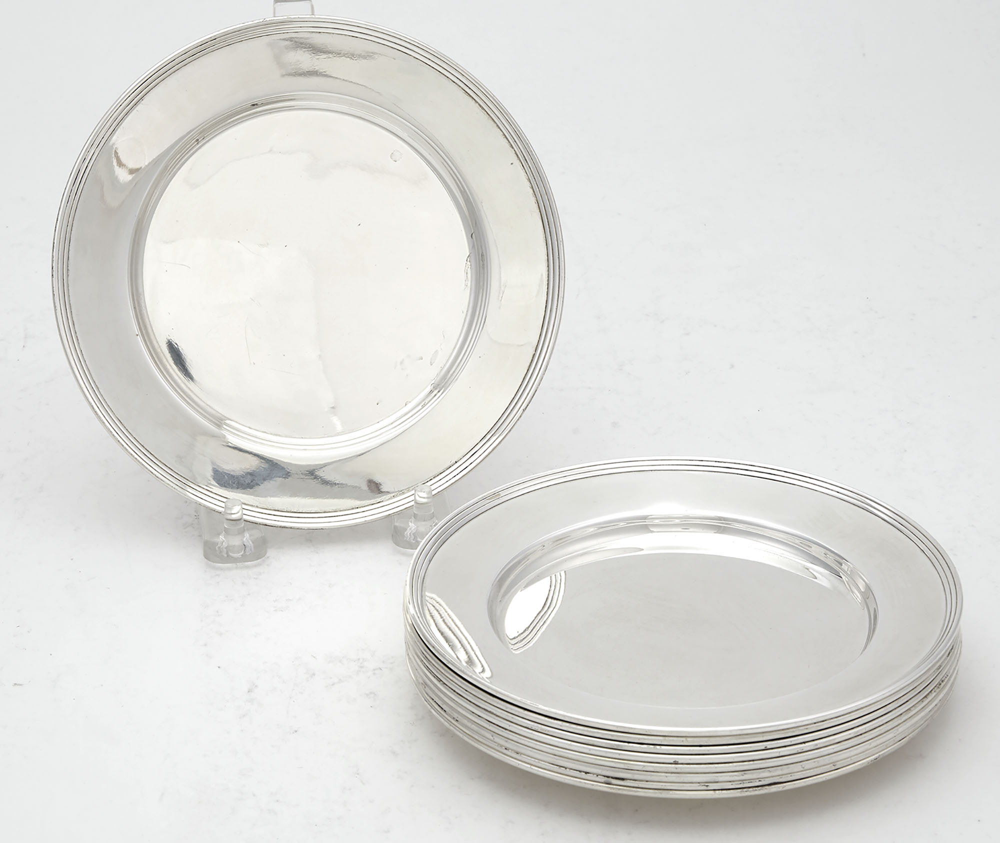 Lot image - Set of Nine Crichton & Co. Sterling Silver Bread Plates