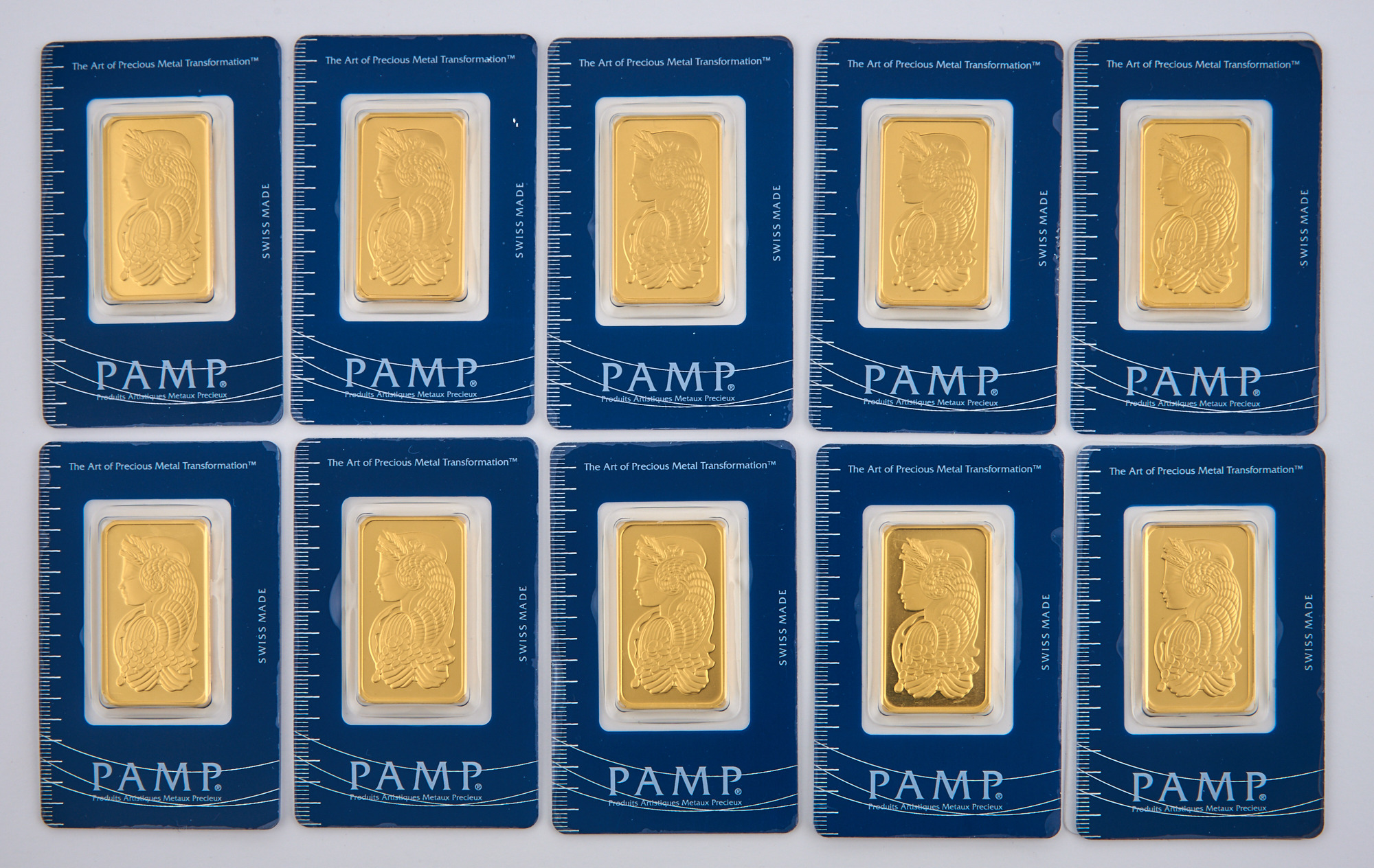 Lot image - PAMP Suisse One Ounce Fine 999.9 Gold Bars