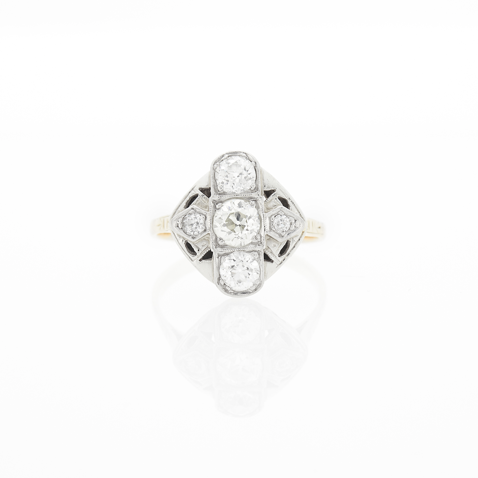 Lot image - Gold, Platinum and Diamond Ring