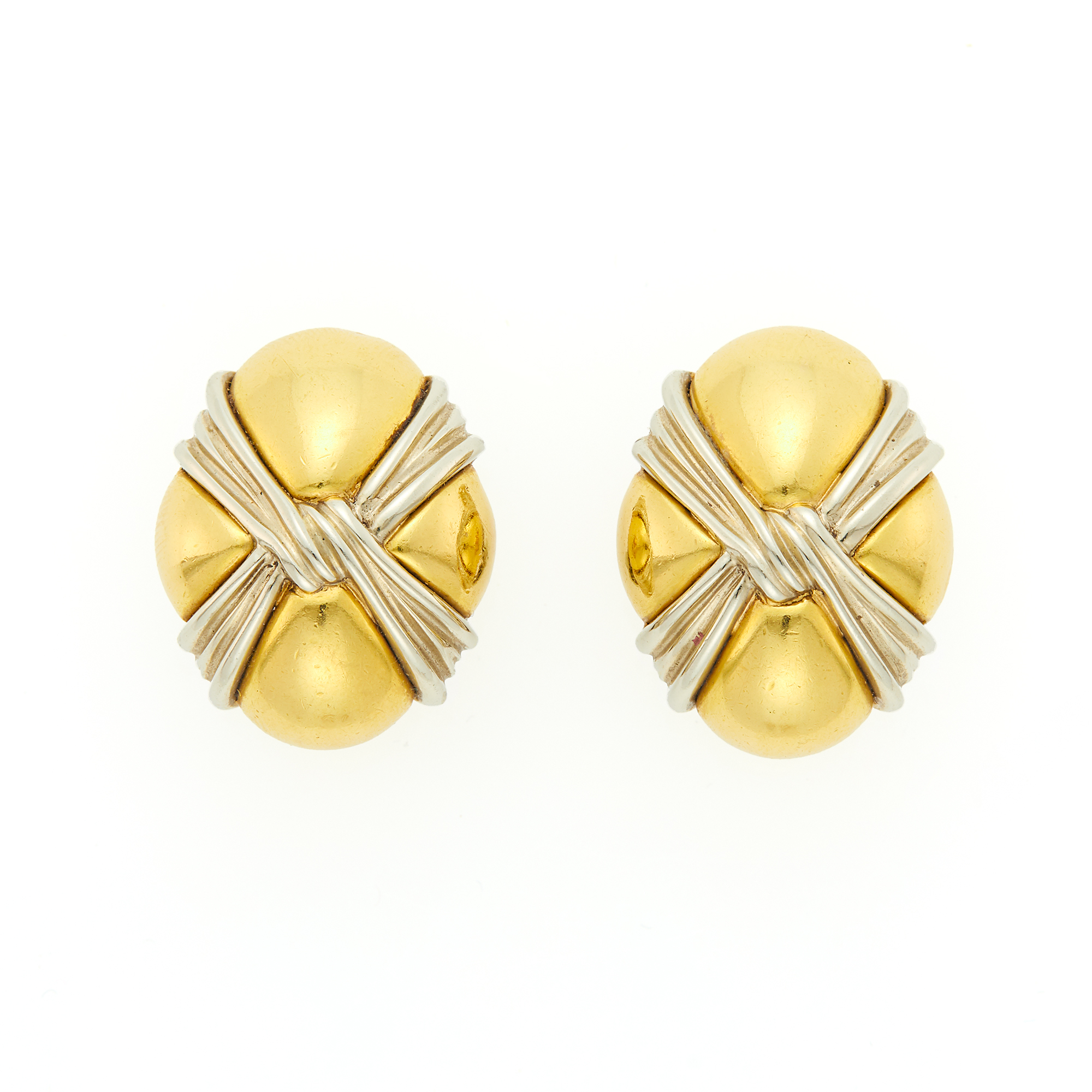 Lot image - Tiffany & Co. Pair of Two-Color Gold Earclips