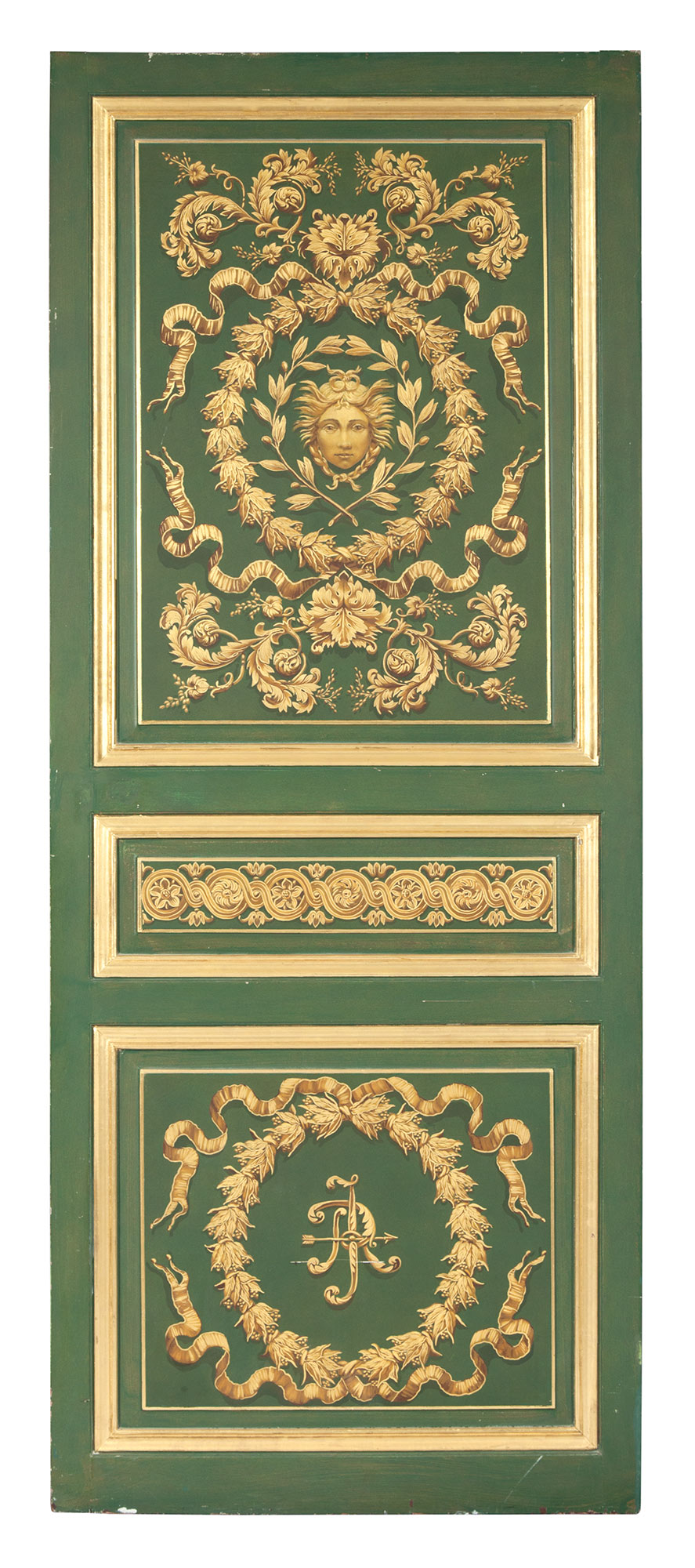 Lot image - Group of Italian Neoclassical Style Green-Painted and Parcel-Gilt Doors