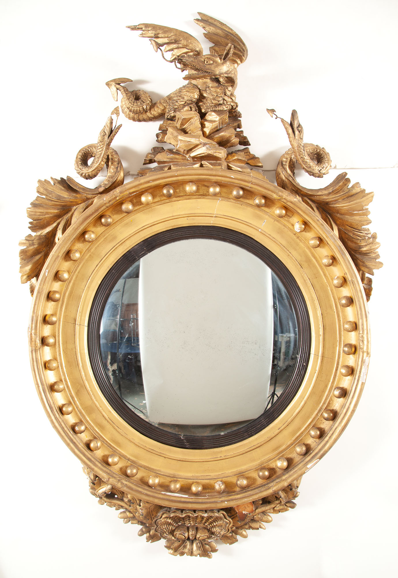 Lot image - Regency Giltwood Convex Mirror
