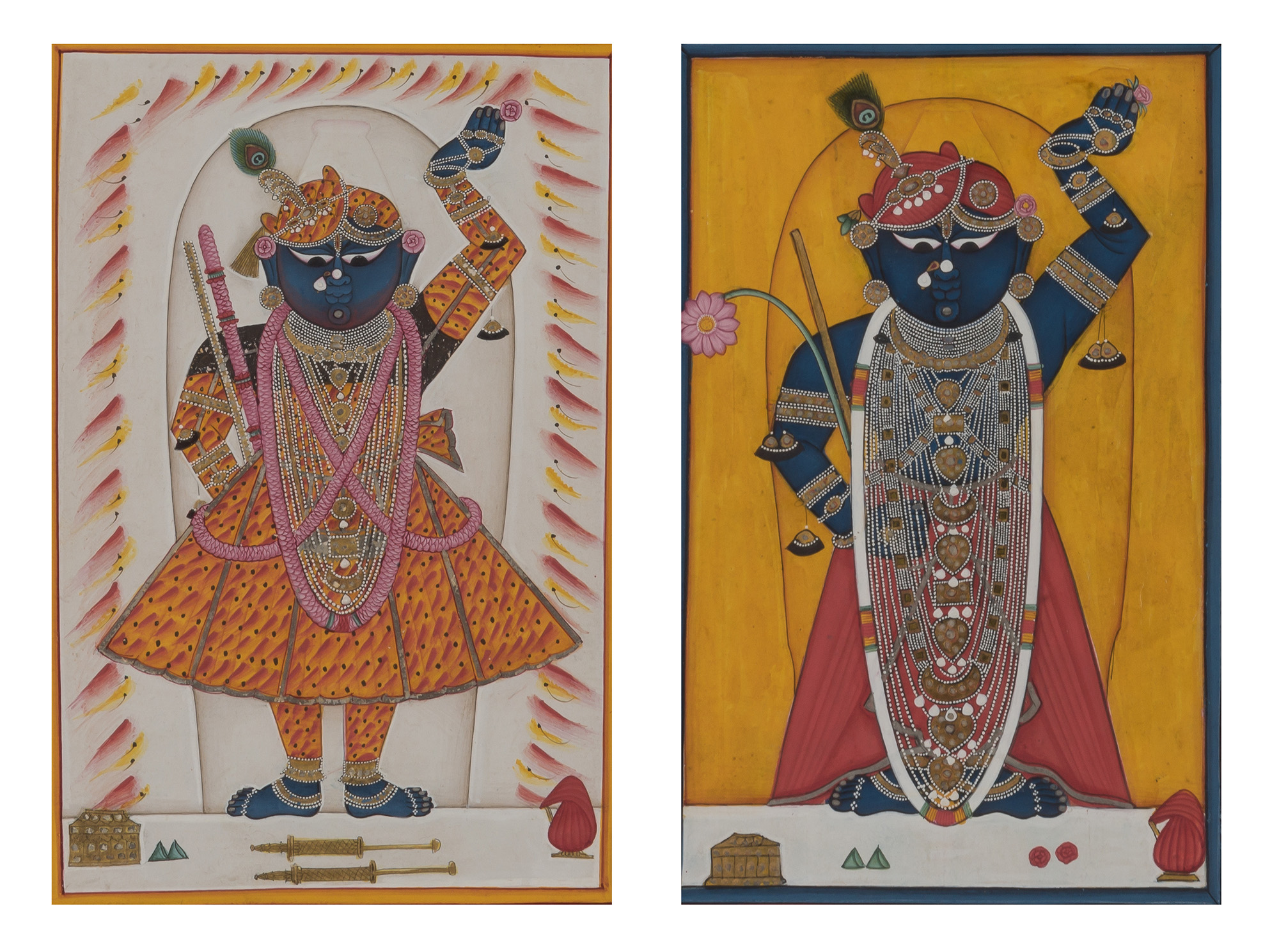 Lot image - Two Indian Nathdwara Painted Miniatures of Krishna