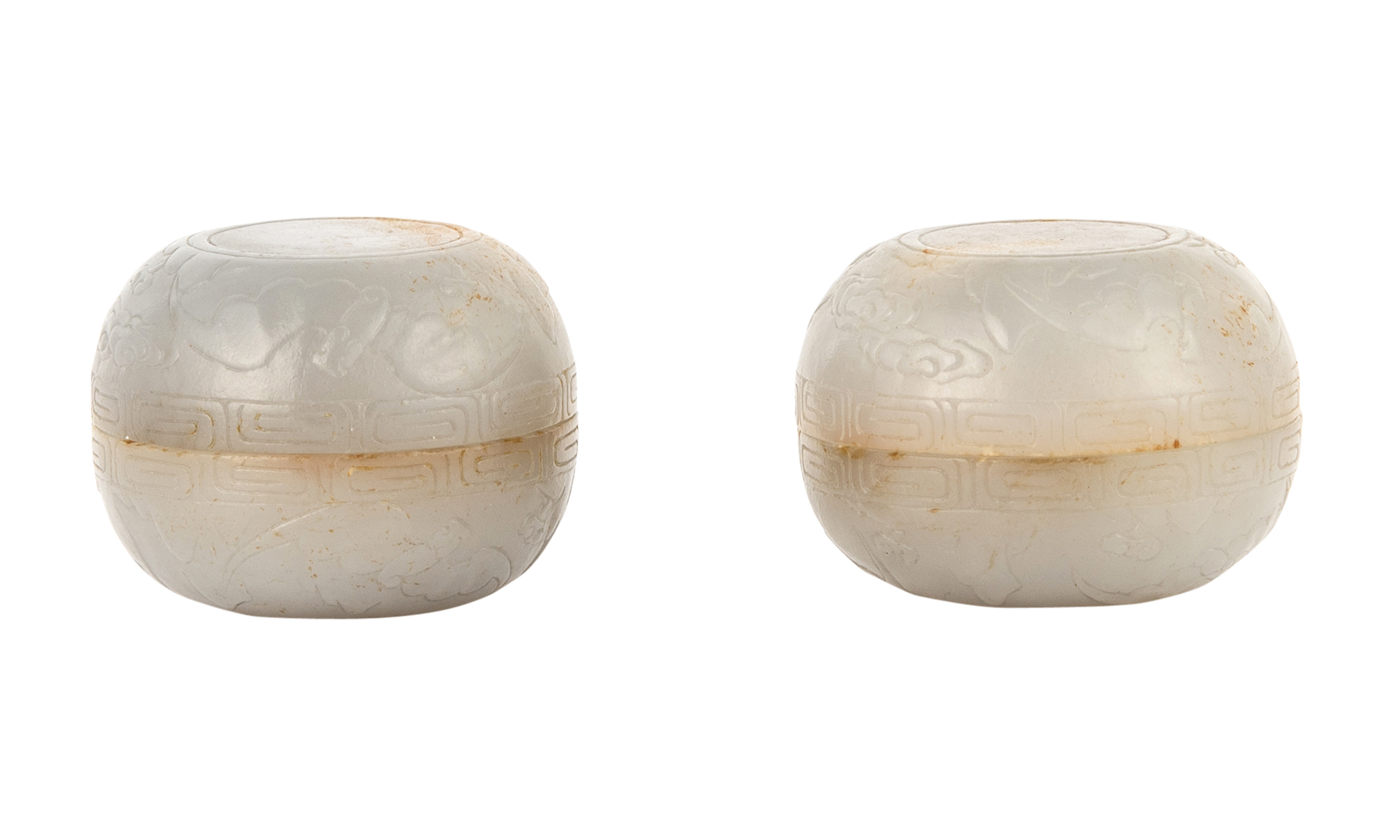 Lot image - A Pair of Chinese White Jade Cosmetic Boxes