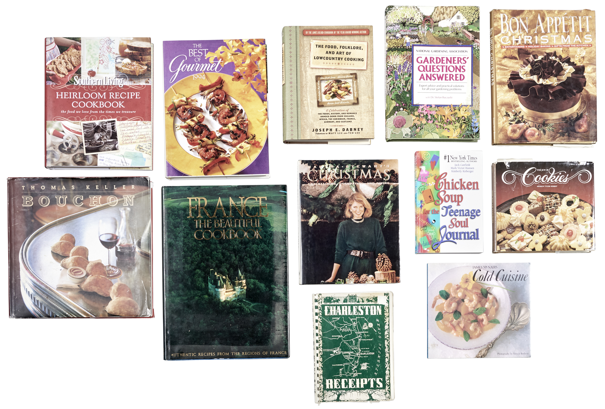 Lot image - [COOKBOOKS]  Group of approximately twenty cookbooks from the authors personal kitchen library.