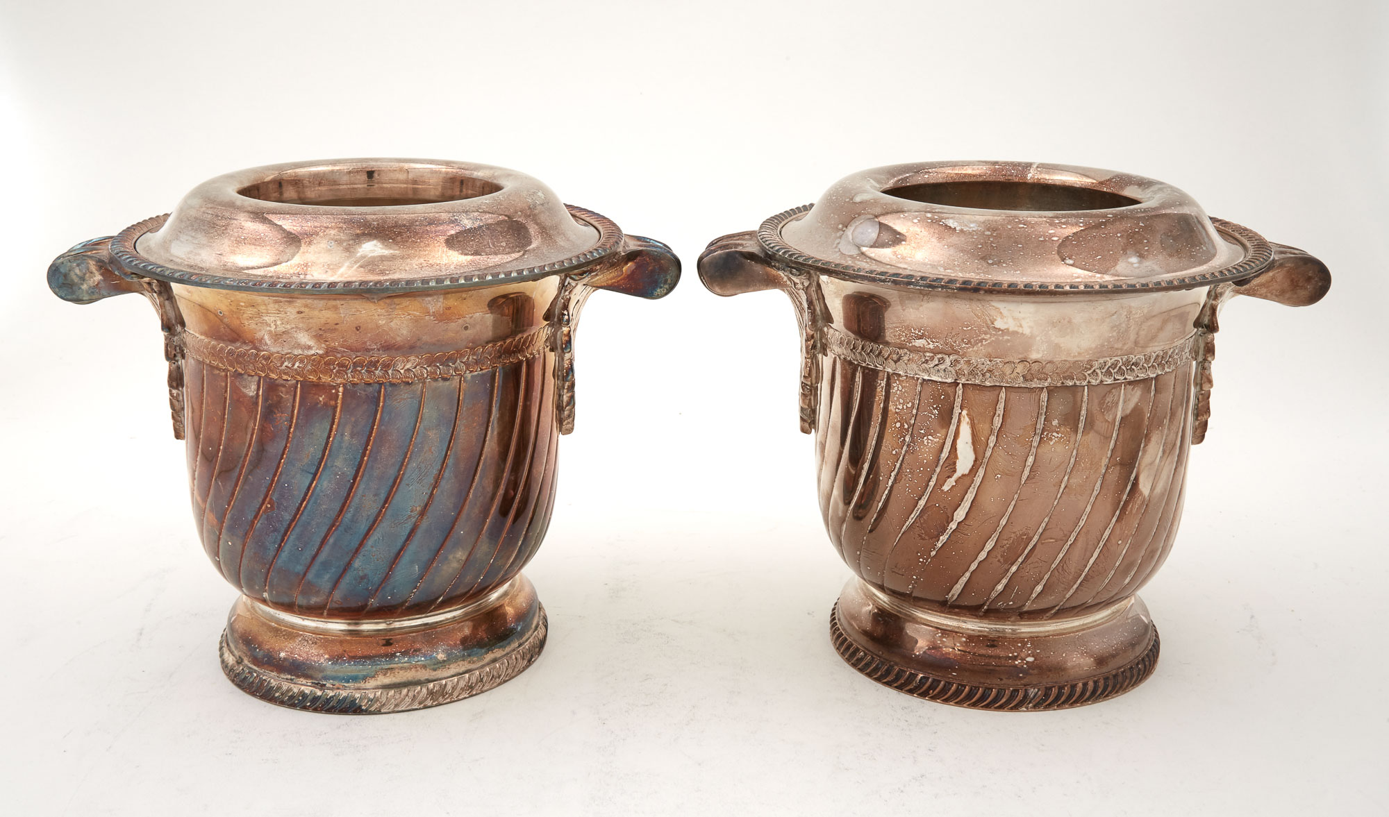 Lot image - Pair of Regency Style Silver Plated Wine Coolers