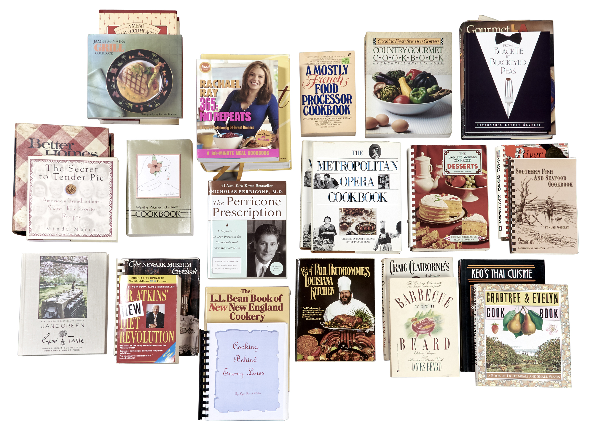 Lot image - [COOKBOOKS]  Group of approximately fifty cookbooks from the authors personal kitchen library.