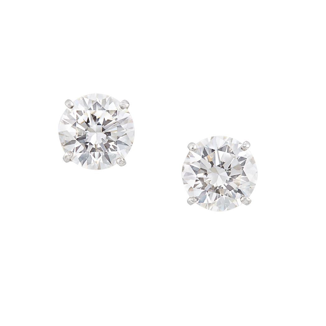 Lot image - Pair of Platinum and Diamond Stud Earrings